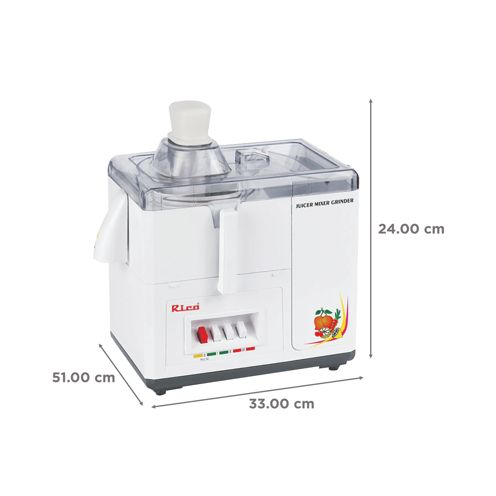 Rico 550 Watt 2 Jars Juicer Mixer Grinder (18000 RPM, Super Powerful Motor, White)_3