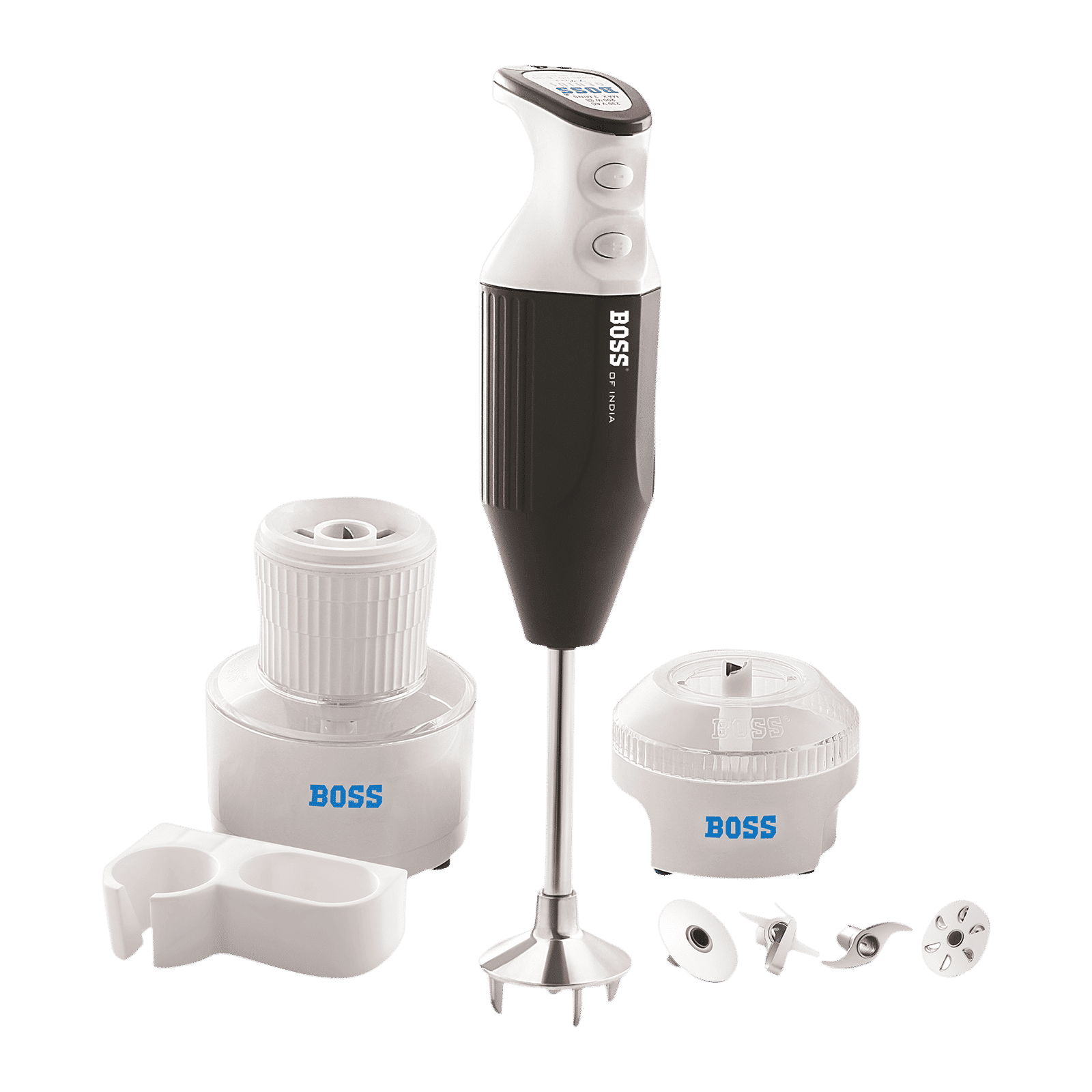 BOSS Genius 180 Watt 2 Speed Hand Blender with 4 Attachments (Push Button Control, Twin Black)_1