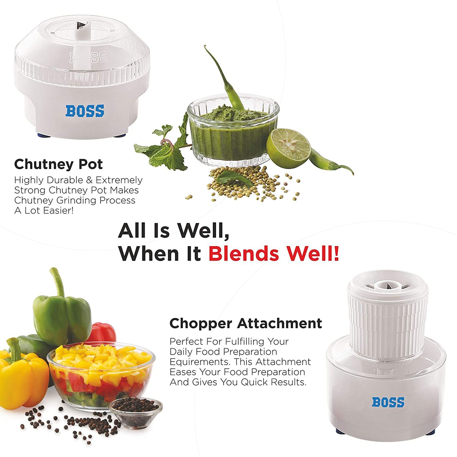 BOSS Genius 180 Watt 2 Speed Hand Blender with 4 Attachments (Push Button Control, Twin Black)_10