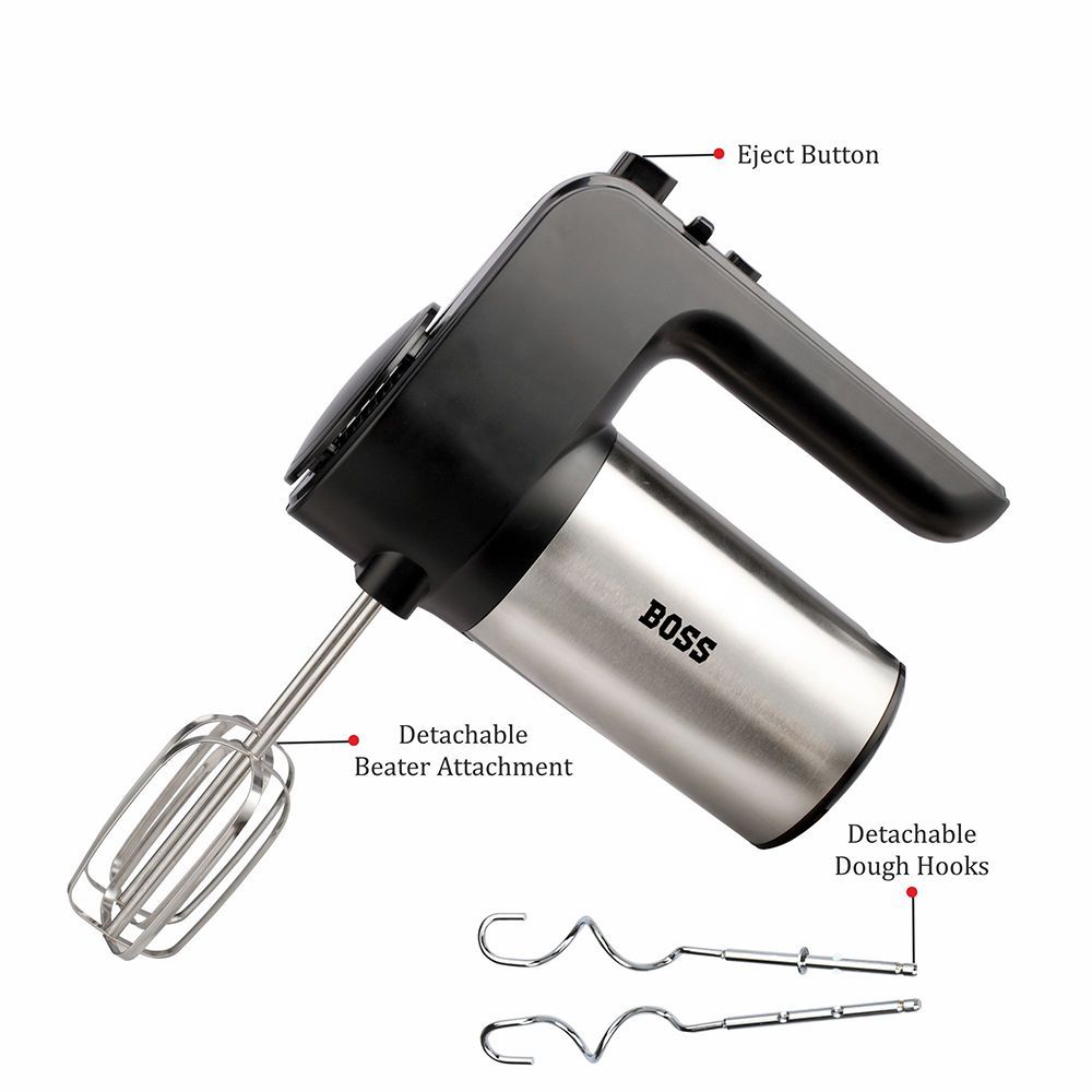 BOSS Whipmix 300 Watt 6 Speed Hand Mixer with 4 Attachments (Powerful Motor, Black)_9