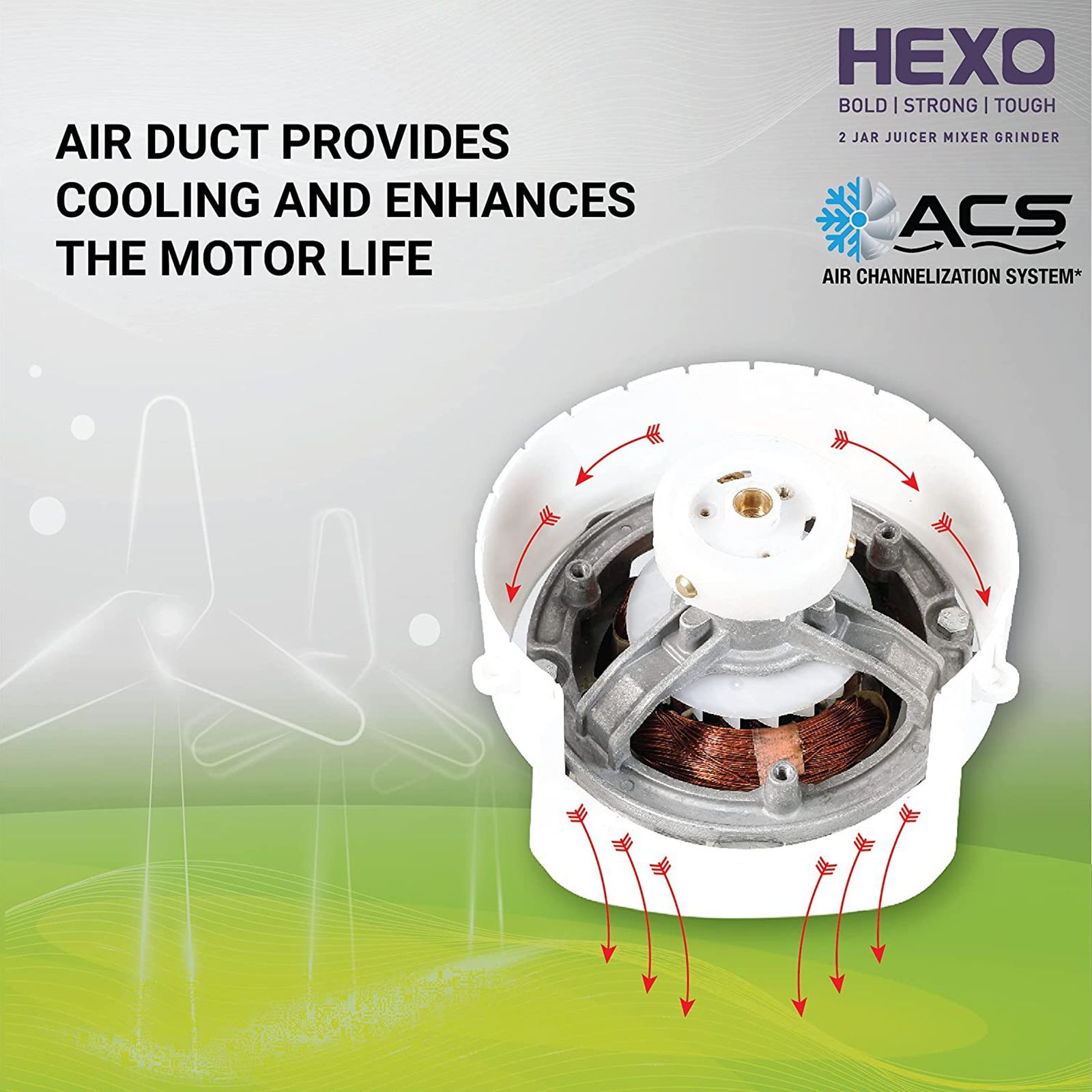 HAVELLS Hexo 1000 Watt 3 Jars Juicer Mixer Grinder (22000 RPM, ACS Technology, White/Purple)_13