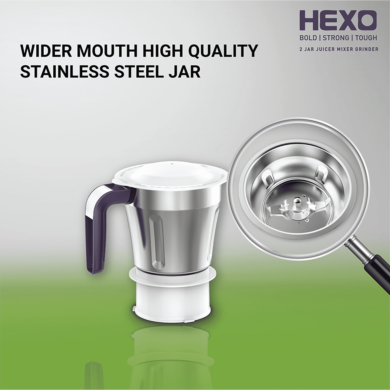 HAVELLS Hexo 1000 Watt 3 Jars Juicer Mixer Grinder (22000 RPM, ACS Technology, White/Purple)_15