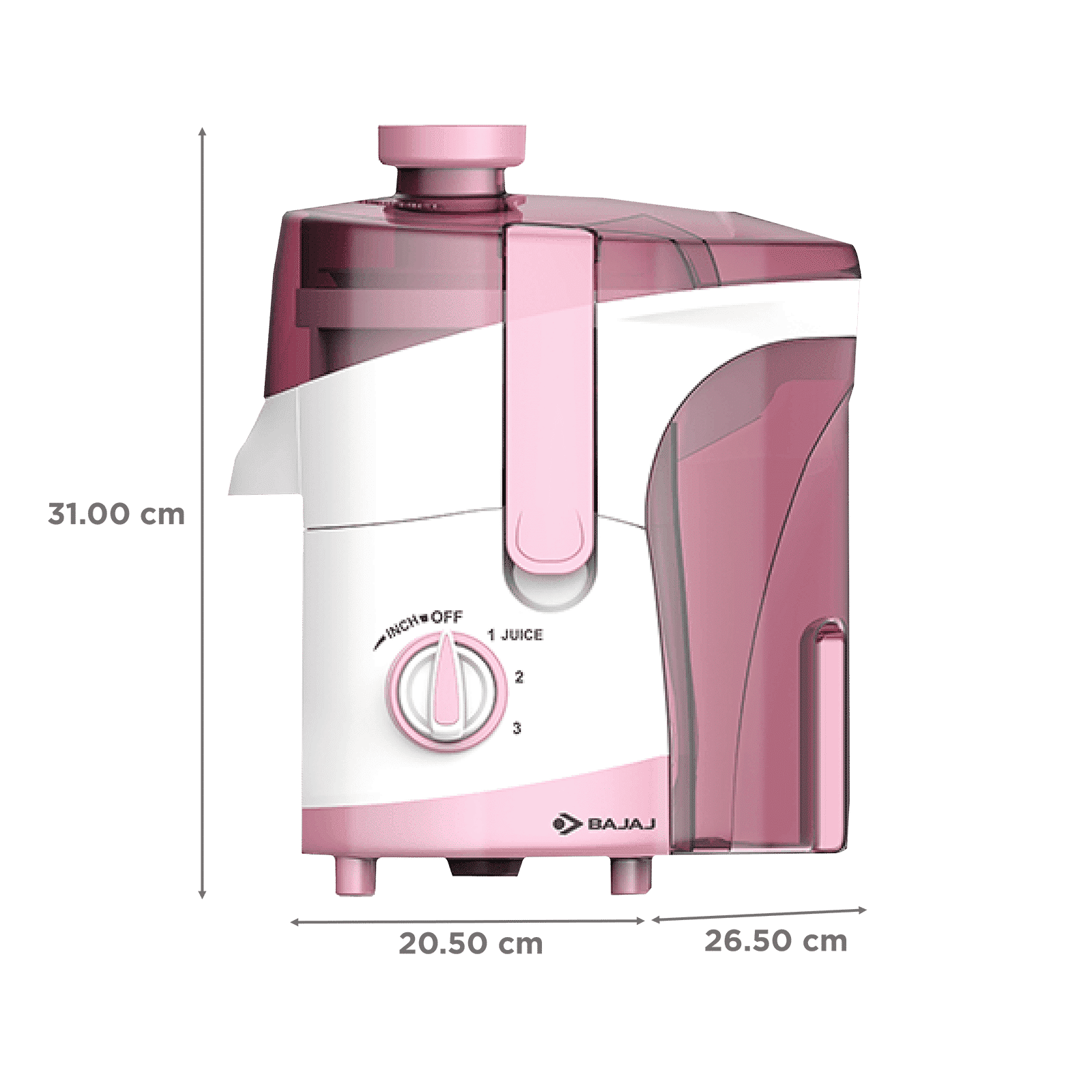 BAJAJ JX 20 500 Watt 2 Jars Juicer Mixer Grinder (18000 RPM, ISI Approved, White and Pink)_3