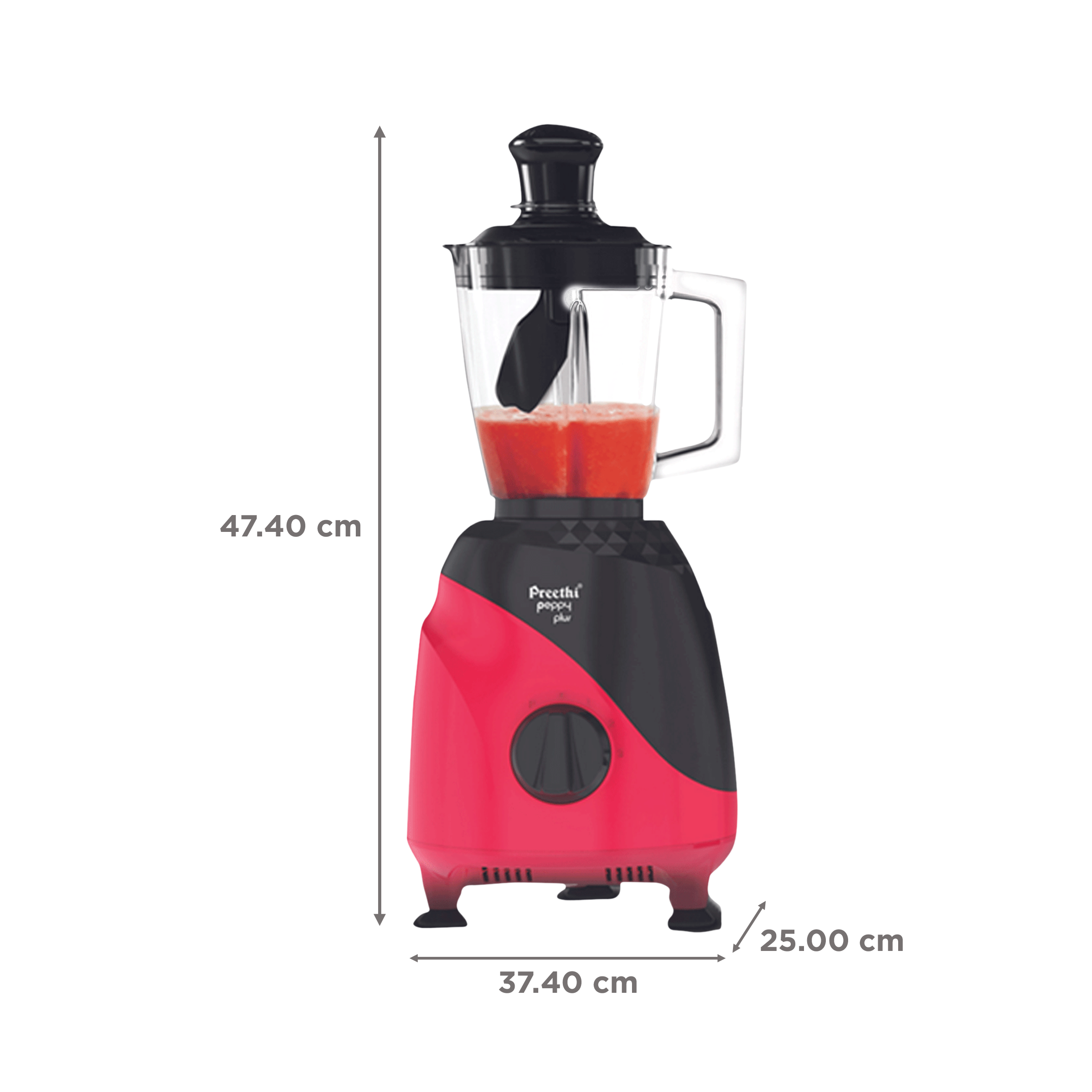 Preethi Peppy Plus 750 Watt 4 Jars Mixer Grinder (21000 RPM, Motor Cooling Booster Technology, Red & Black)_3
