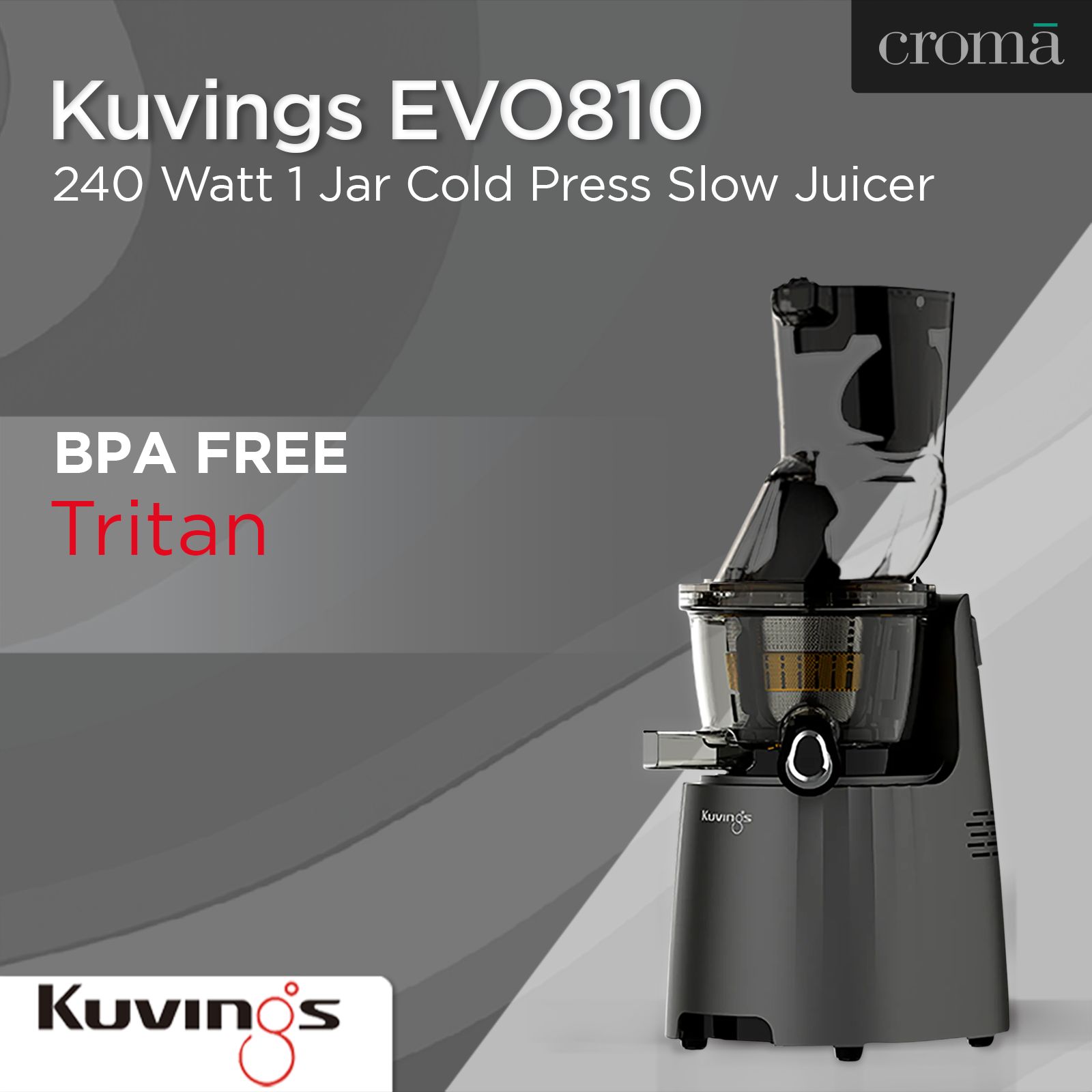 Kuvings EVO810 240 Watt 1 Jar Cold Press Slow Juicer (50 RPM, 3-in-1 Multi Function, Gun Metal)_11