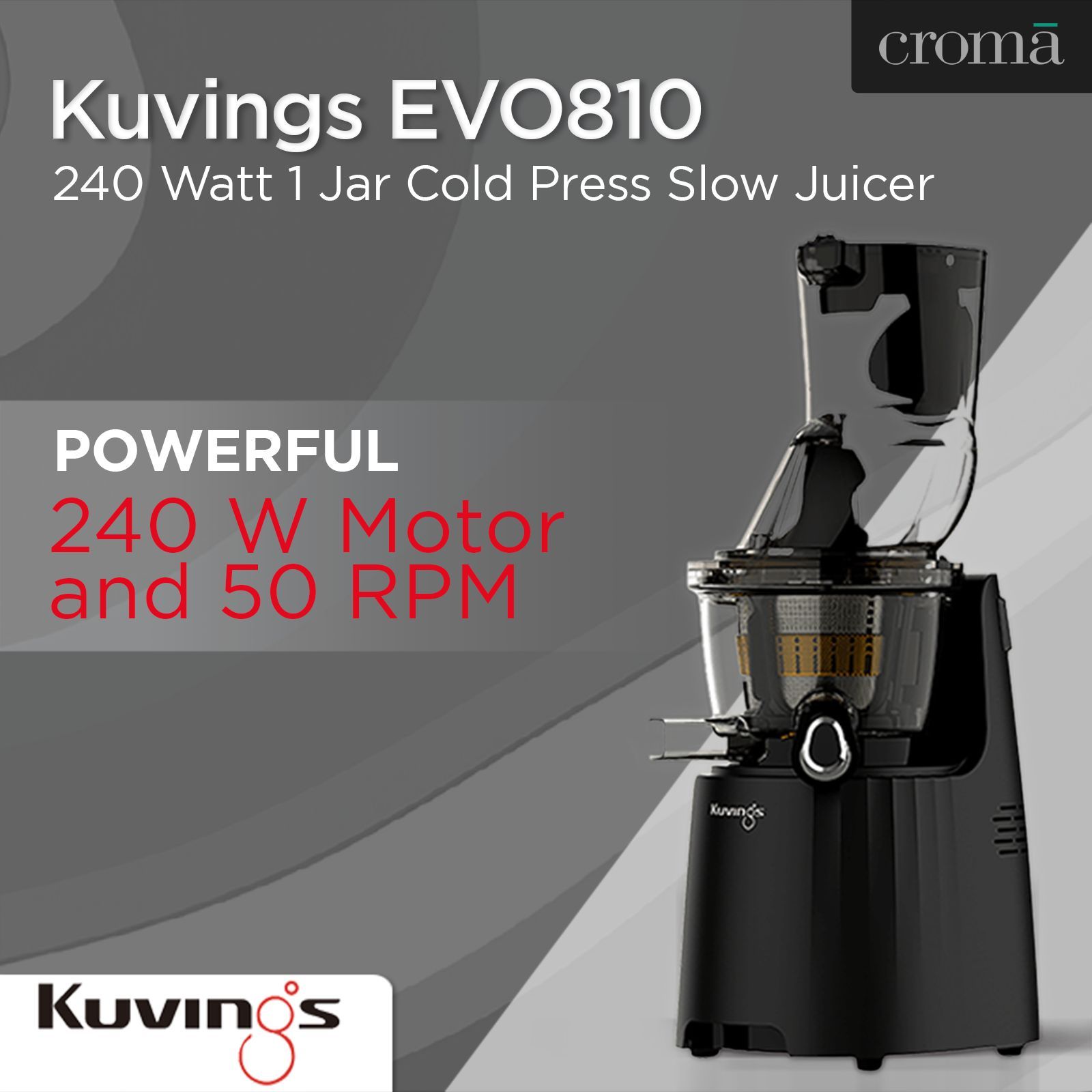Kuvings EVO810 240 Watt 1 Jar Cold Press Slow Juicer (50 RPM, 3-in-1 Multi Function, Black) Kuvings EVO810 240 Watt 1 Jar Cold Press Slow Juicer (50 RPM, 3-in-1 Multi Function, Black)_8