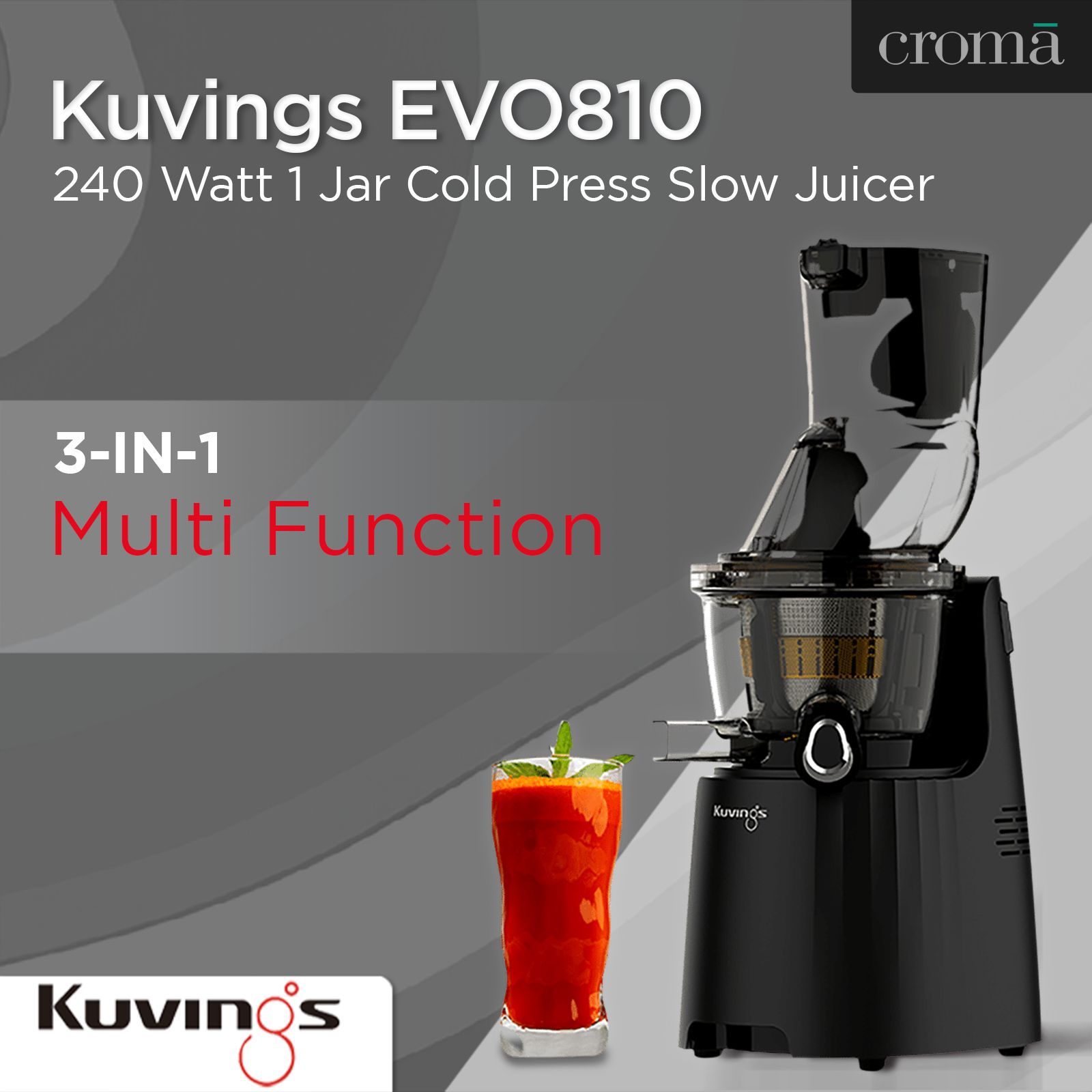 Kuvings EVO810 240 Watt 1 Jar Cold Press Slow Juicer (50 RPM, 3-in-1 Multi Function, Black) Kuvings EVO810 240 Watt 1 Jar Cold Press Slow Juicer (50 RPM, 3-in-1 Multi Function, Black)_12