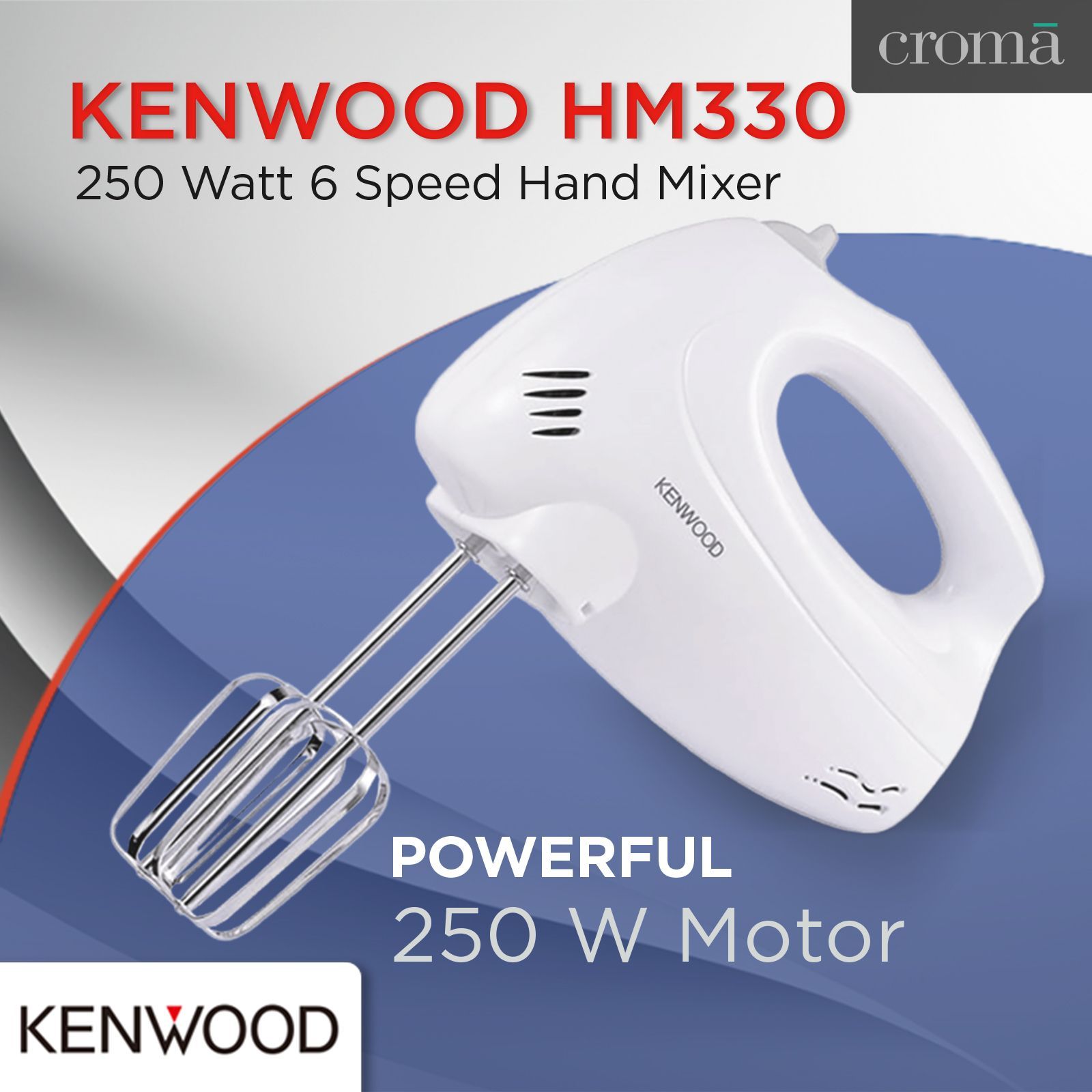 KENWOOD HM330 250 Watt 6 Speed Hand Mixer with 4 Attachments (Thumb Operated Speed Control, White) KENWOOD HM330 250 Watt 6 Speed Hand Mixer with 4 Attachments (Thumb Operated Speed Control, White)_5