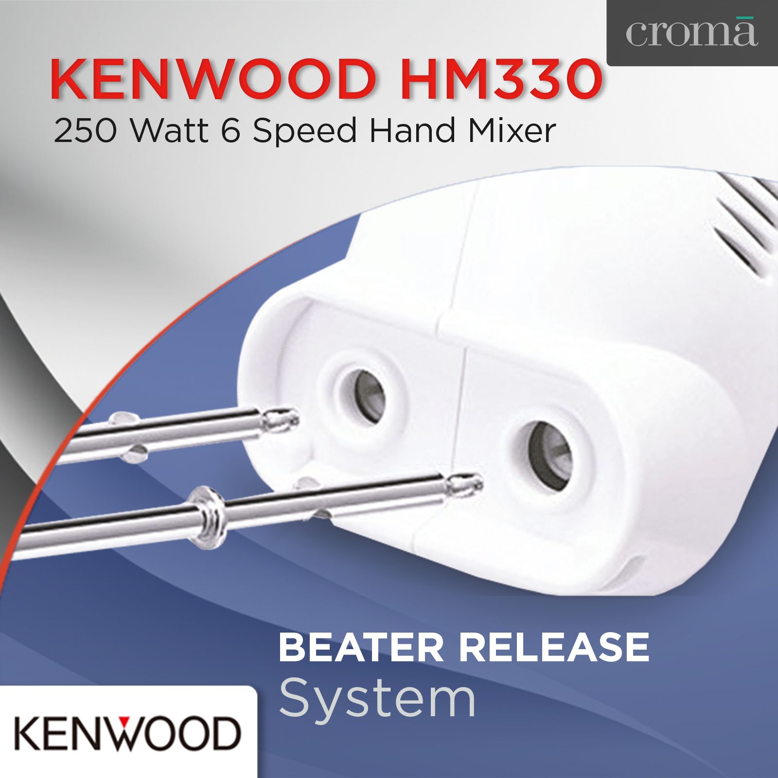 KENWOOD HM330 250 Watt 6 Speed Hand Mixer with 4 Attachments (Thumb Operated Speed Control, White) KENWOOD HM330 250 Watt 6 Speed Hand Mixer with 4 Attachments (Thumb Operated Speed Control, White)_6