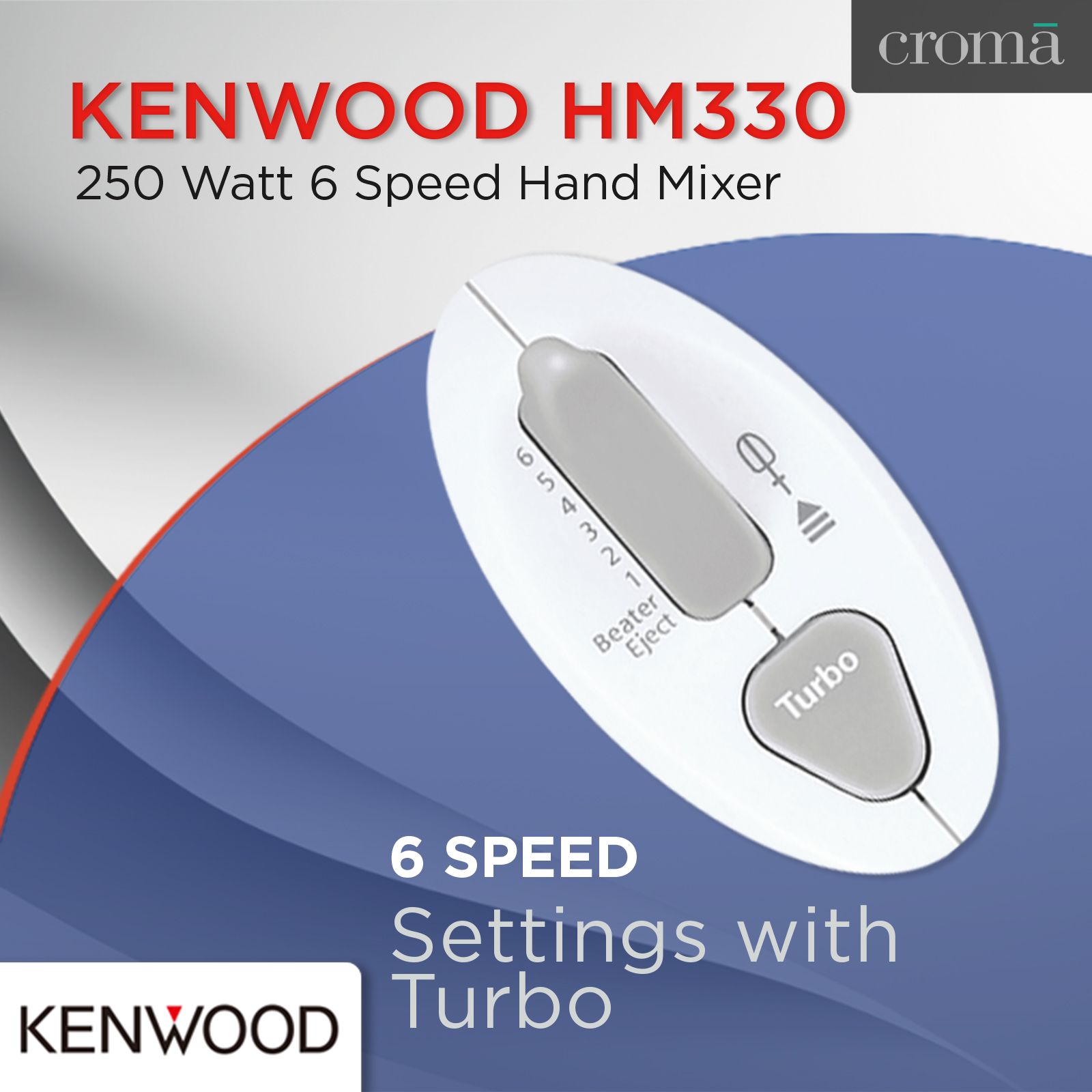 KENWOOD HM330 250 Watt 6 Speed Hand Mixer with 4 Attachments (Thumb Operated Speed Control, White) KENWOOD HM330 250 Watt 6 Speed Hand Mixer with 4 Attachments (Thumb Operated Speed Control, White)_7