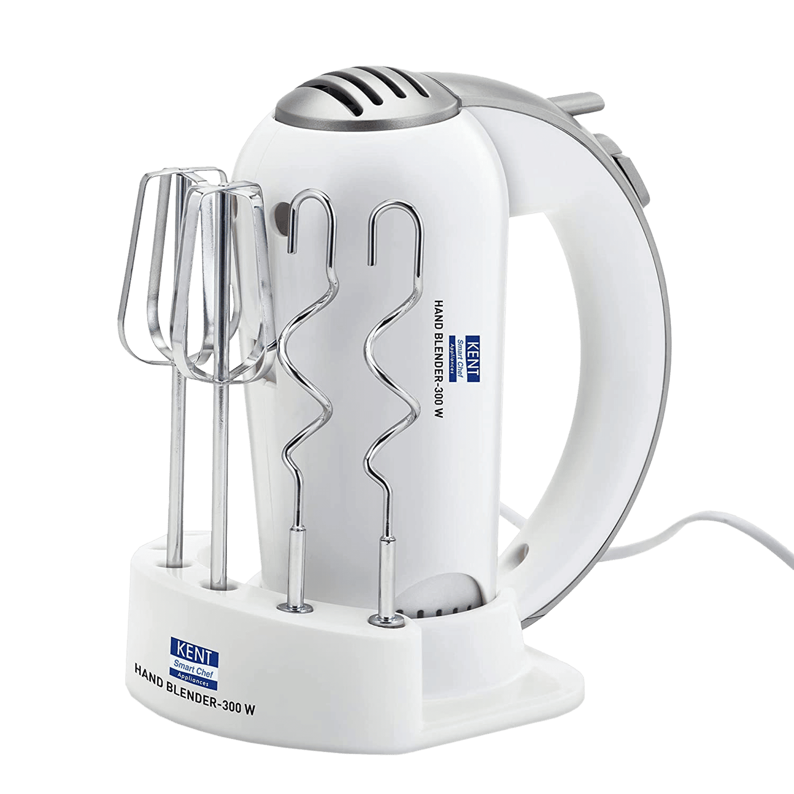 KENT 300 Watt 5 Speed Hand Blender with 4 Attachments (Overload Protection, White)_1