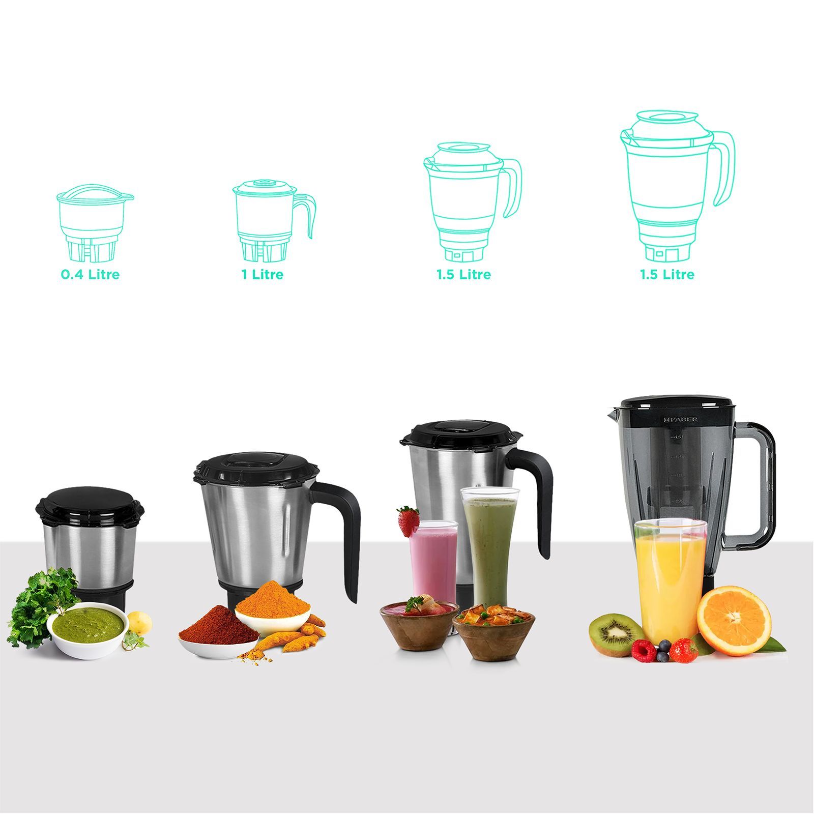 FABER Master Chef 1000 Watt 4 Jars Juicer Mixer Grinder (22000 RPM, Dual Fan Cooling, Black)_4