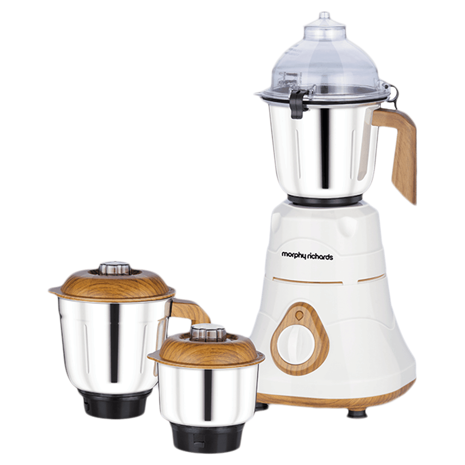 morphy richards Brut 800 Watts 3 Jars Mixer Grinder (Silicon Gaskets, 640110, Wood Finish with Parker White)_1
