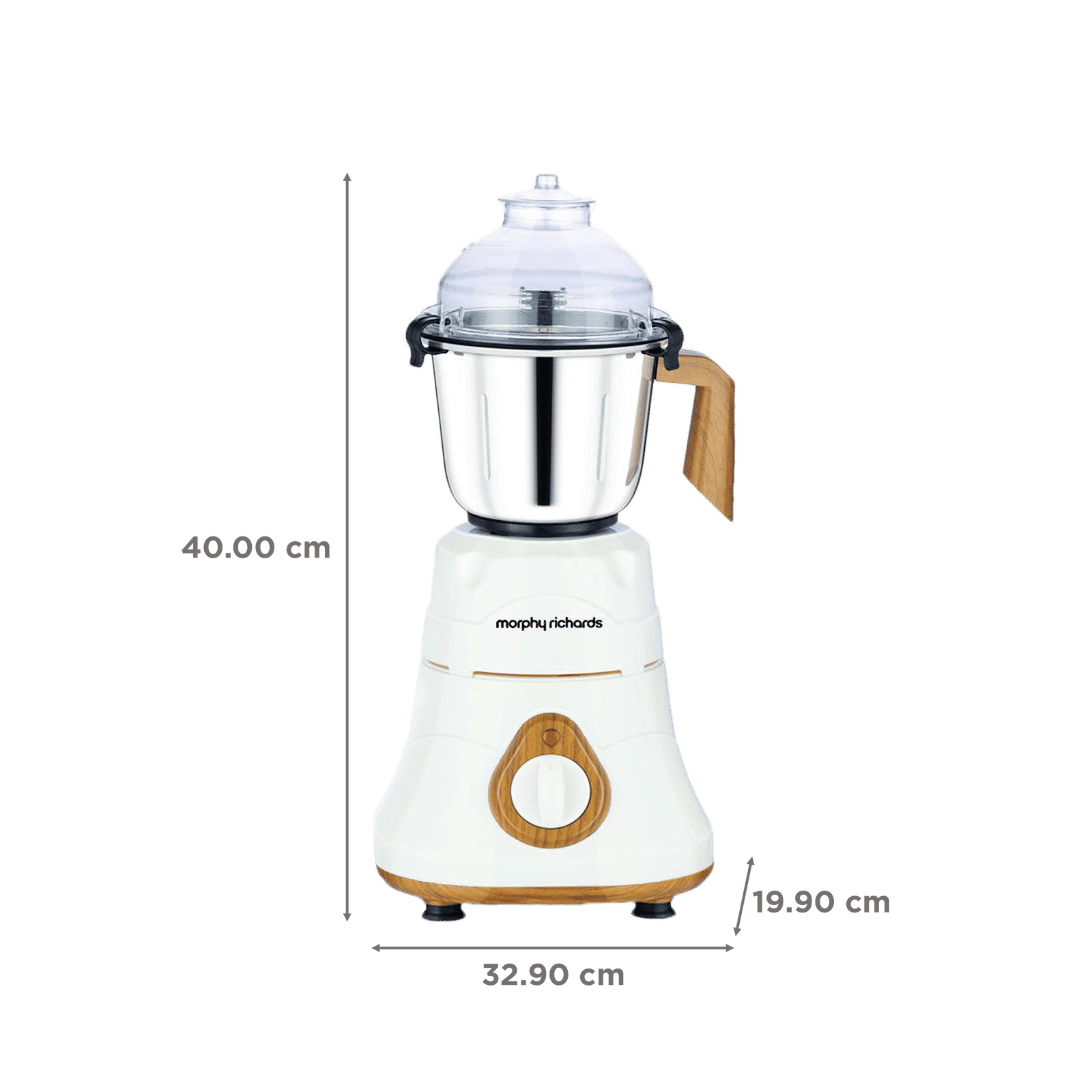 morphy richards Brut 800 Watts 3 Jars Mixer Grinder (Silicon Gaskets, 640110, Wood Finish with Parker White)_3