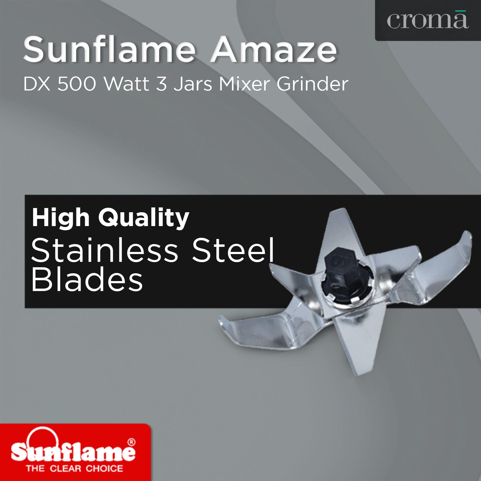 Sunflame AMAZE DX 500 Watt 3 Jars Mixer Grinder (3 Speed Control with Incher, Maroon)_8