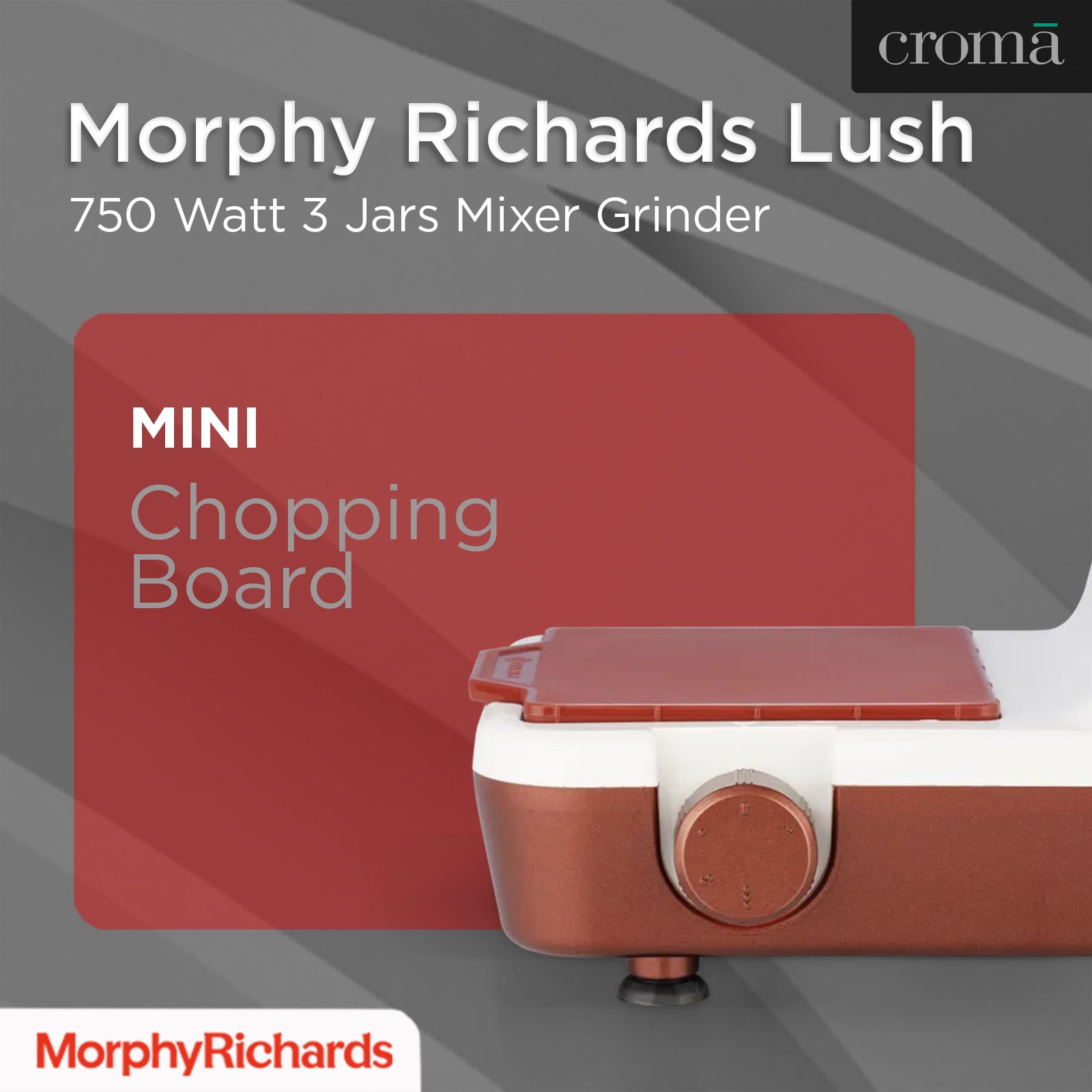 morphy richards Lush 750 Watt 3 Jars Mixer Grinder (Overload Protection, White/Metallic Brown)_15