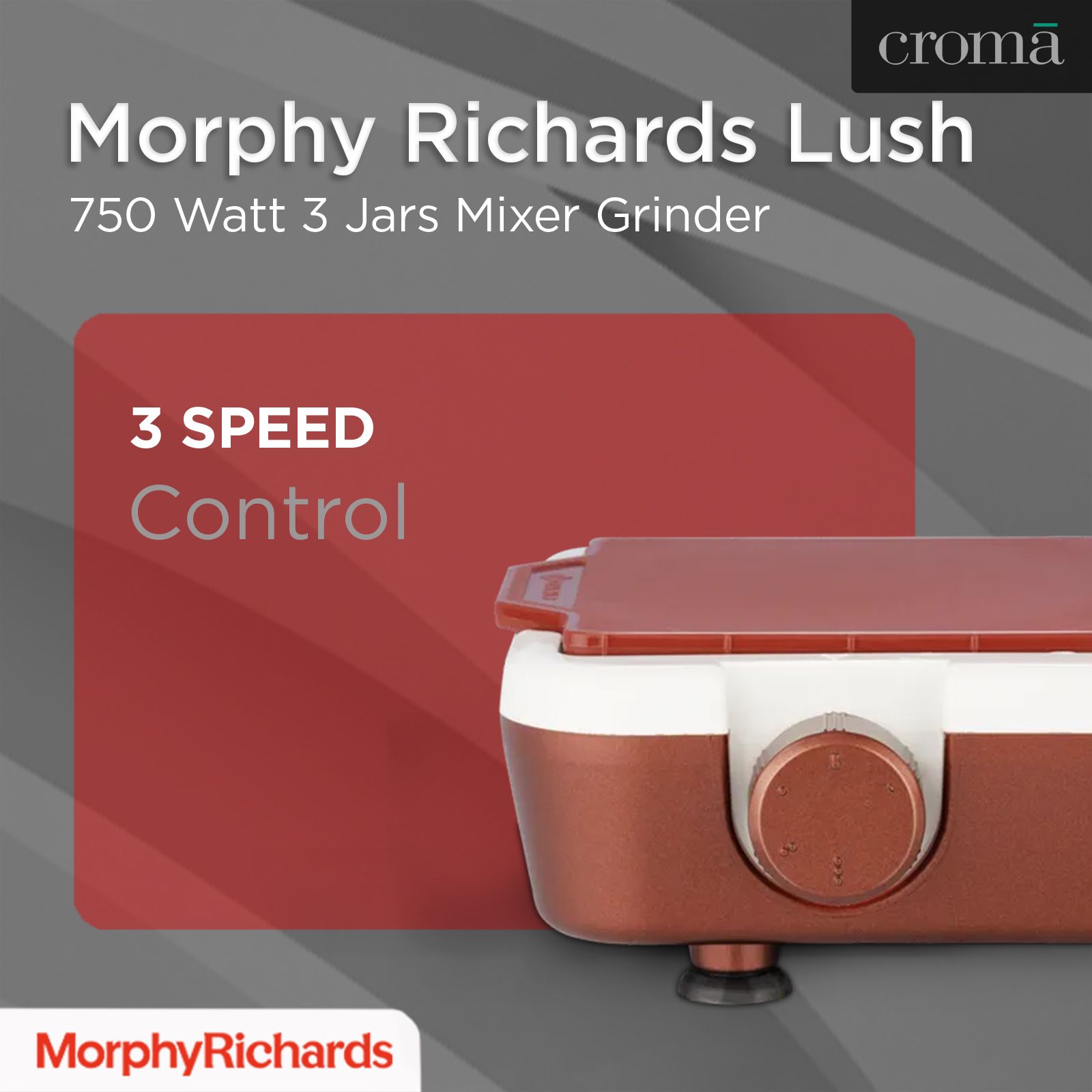 morphy richards Lush 750 Watt 3 Jars Mixer Grinder (Overload Protection, White/Metallic Brown)_16