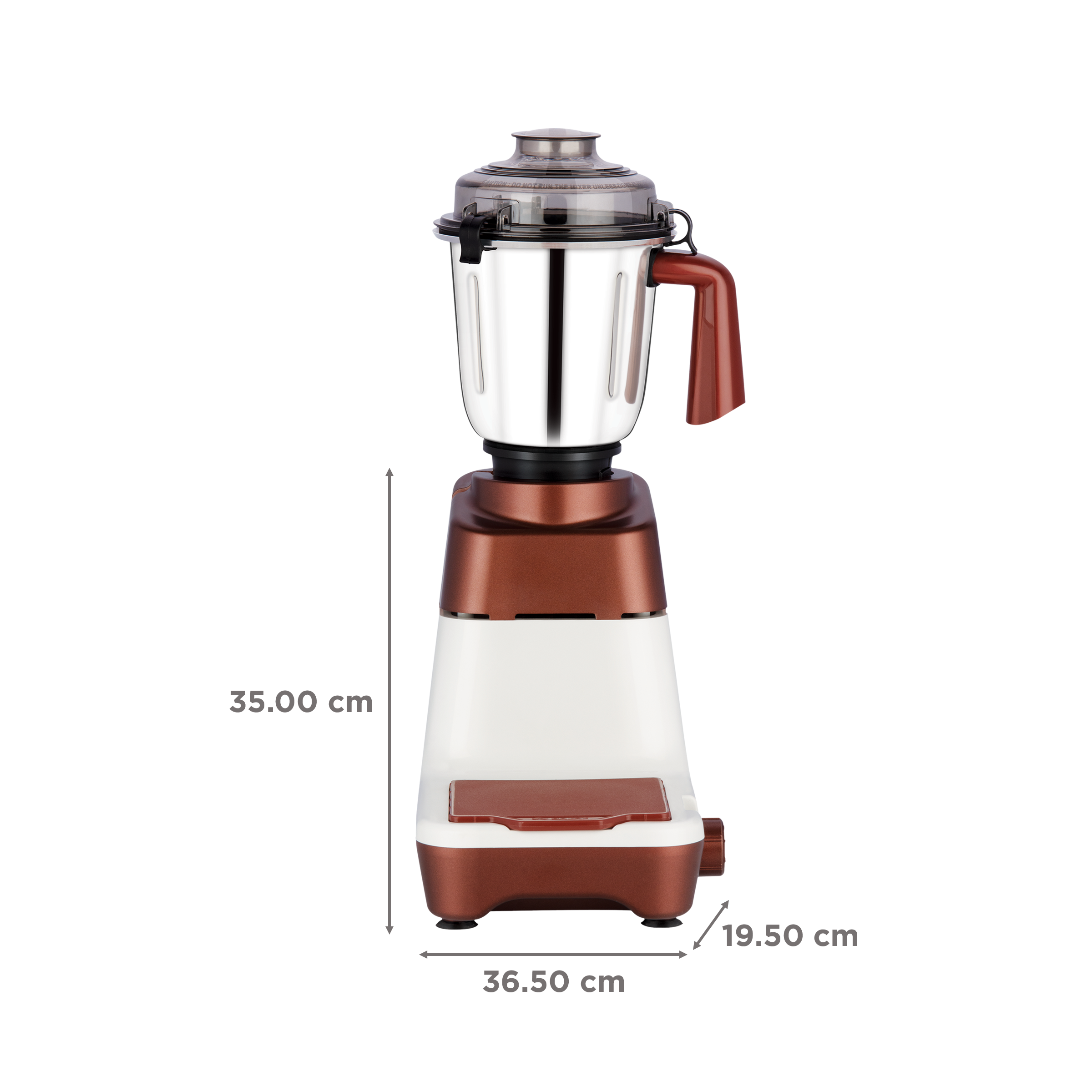 morphy richards Lush 750 Watt 3 Jars Mixer Grinder (Overload Protection, White/Metallic Brown)_3