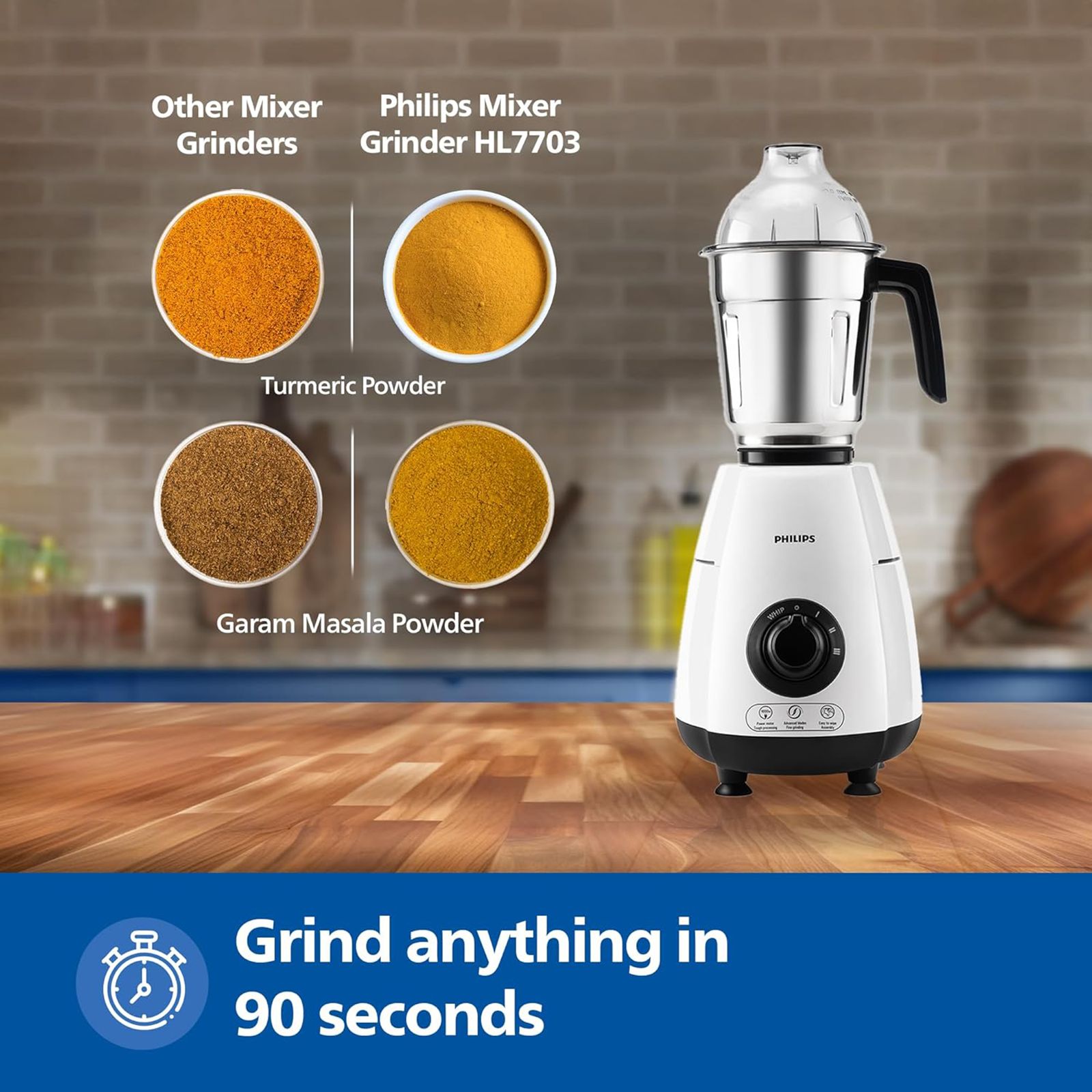 PHILIPS 1000 Watt 4 Jars Juicer Mixer Grinder (22000 RPM, Rotary Knob Control, Black/White)_4