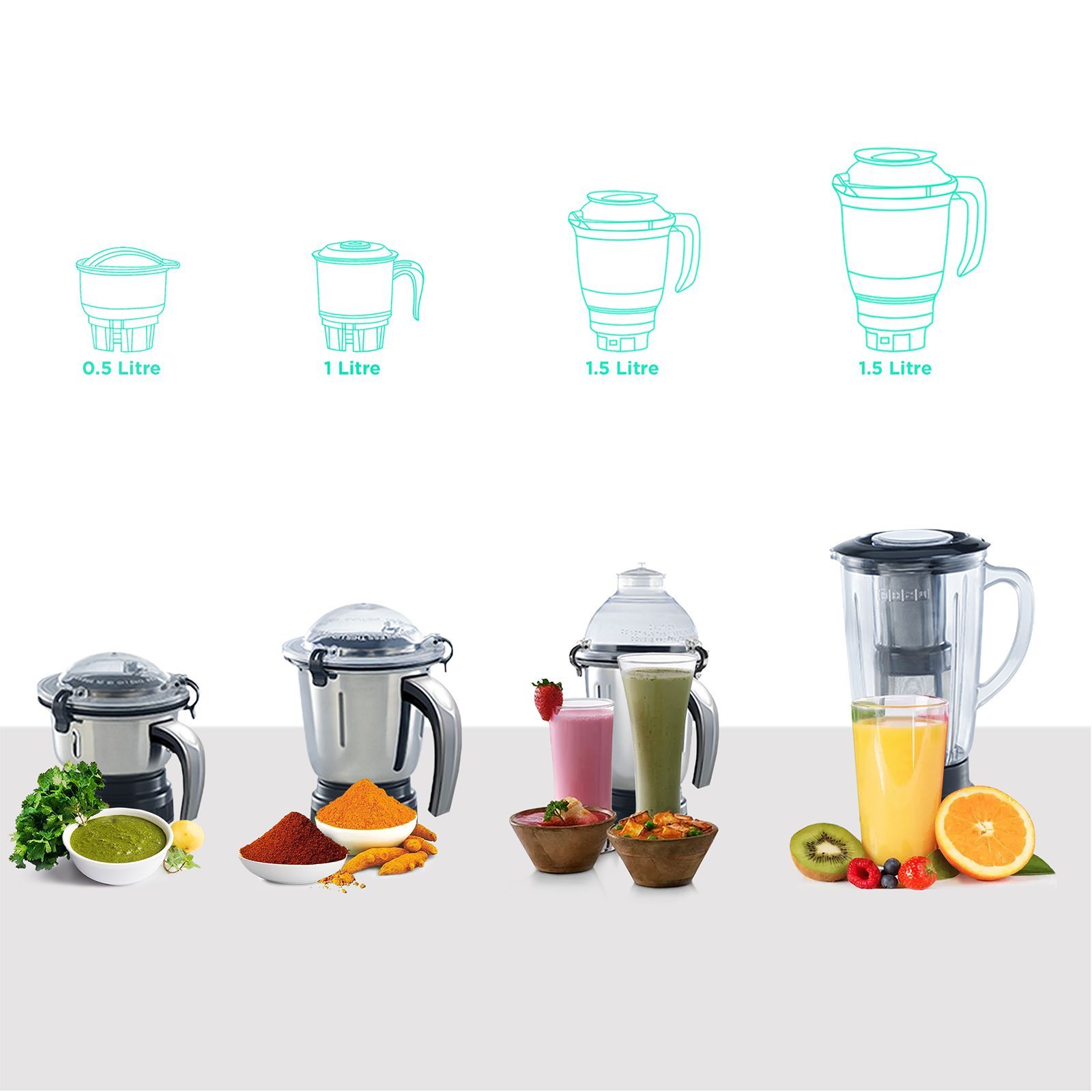 USHA Maximus Plus 800 Watt 4 Jars Mixer Grinder (21000 RPM, Overload Protection, Black)_4