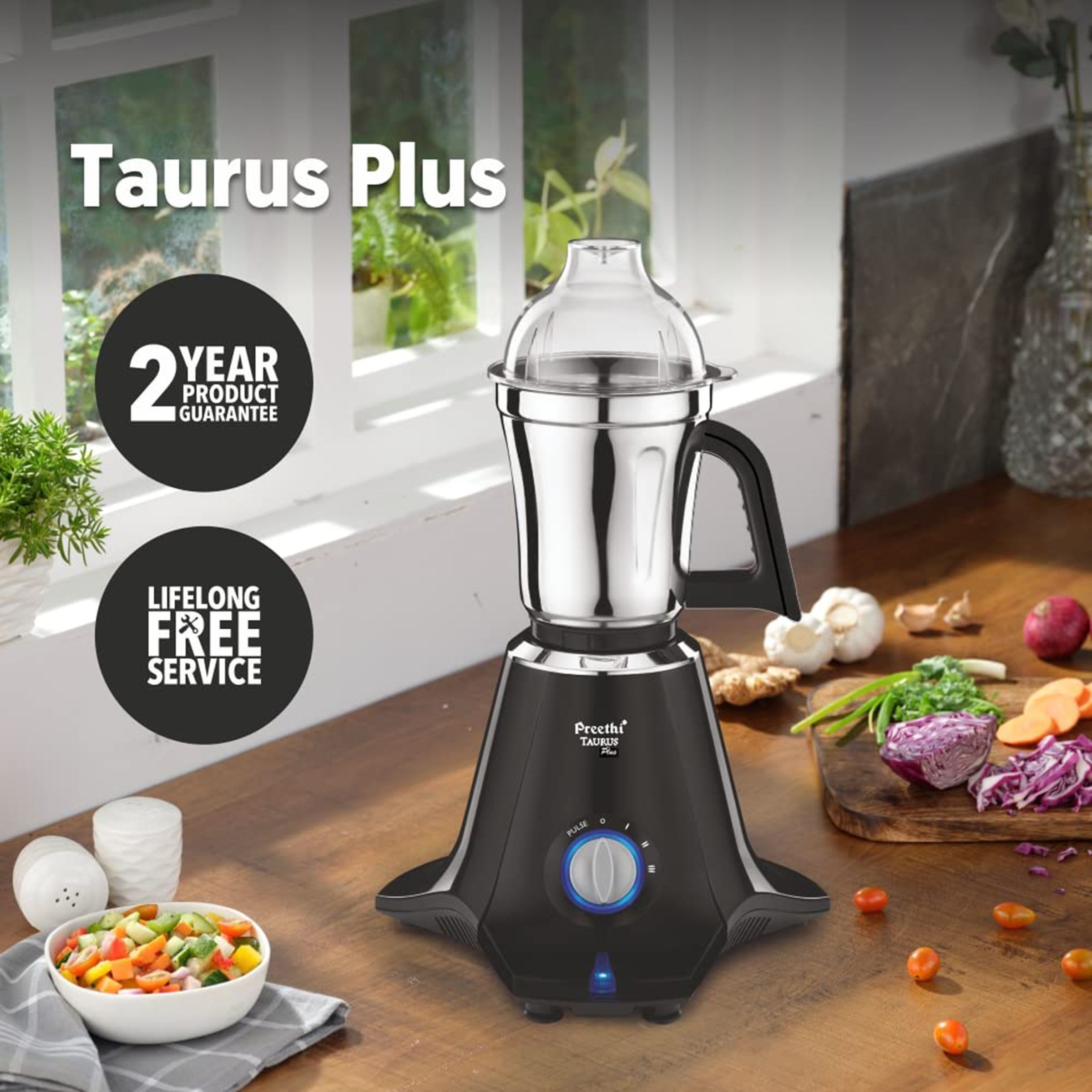 Preethi Taurus Plus 1000 Watt 4 Jars Juicer Mixer Grinder (19000 RPM, 3D Cooling System, Black)_9