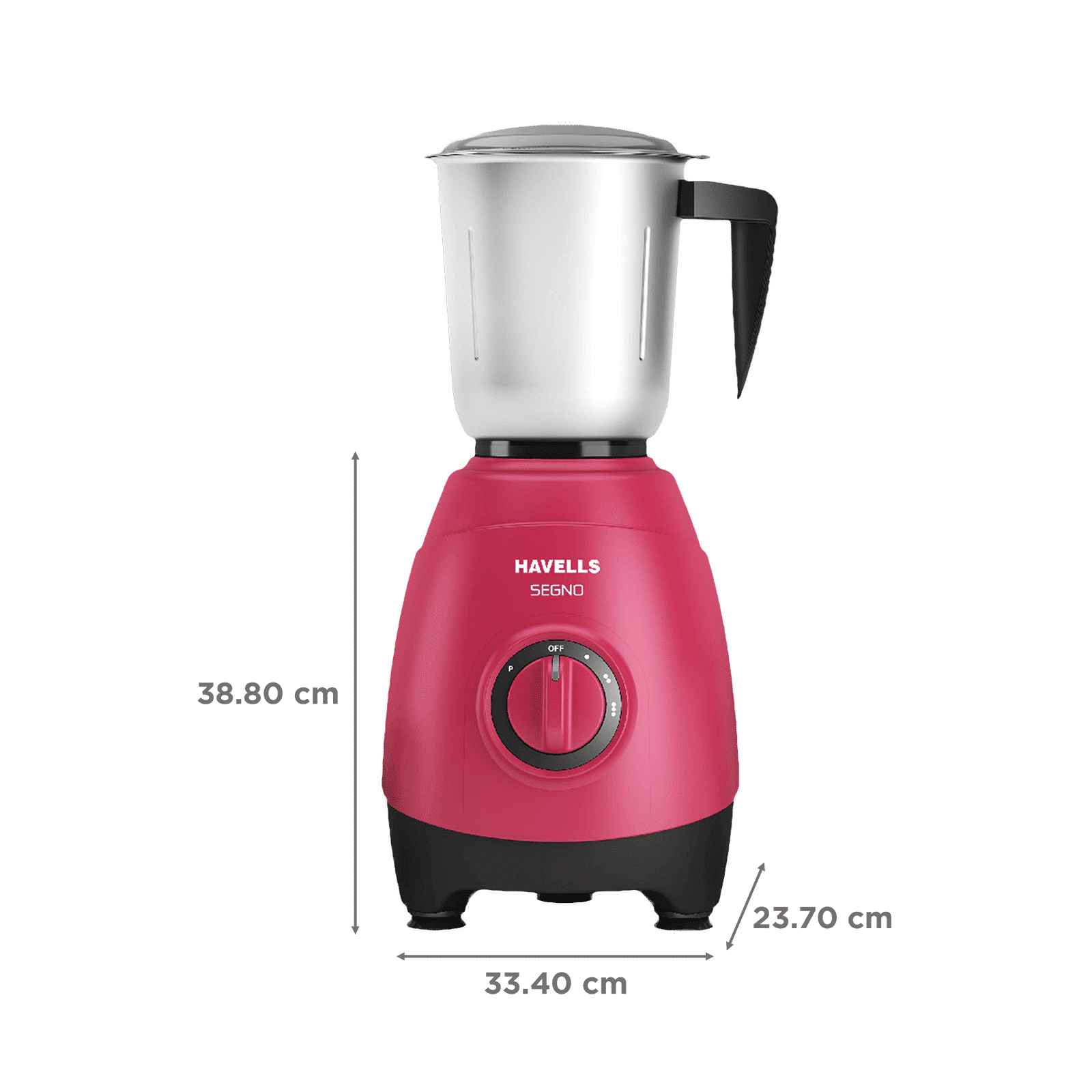 HAVELLS Segno 500 Watt 3 Jars Mixer Grinder (21000 RPM, 3 Speed Control with Pulse Function, Pink) HAVELLS Segno 500 Watt 3 Jars Mixer Grinder (21000 RPM, 3 Speed Control with Pulse Function, Pink)_3