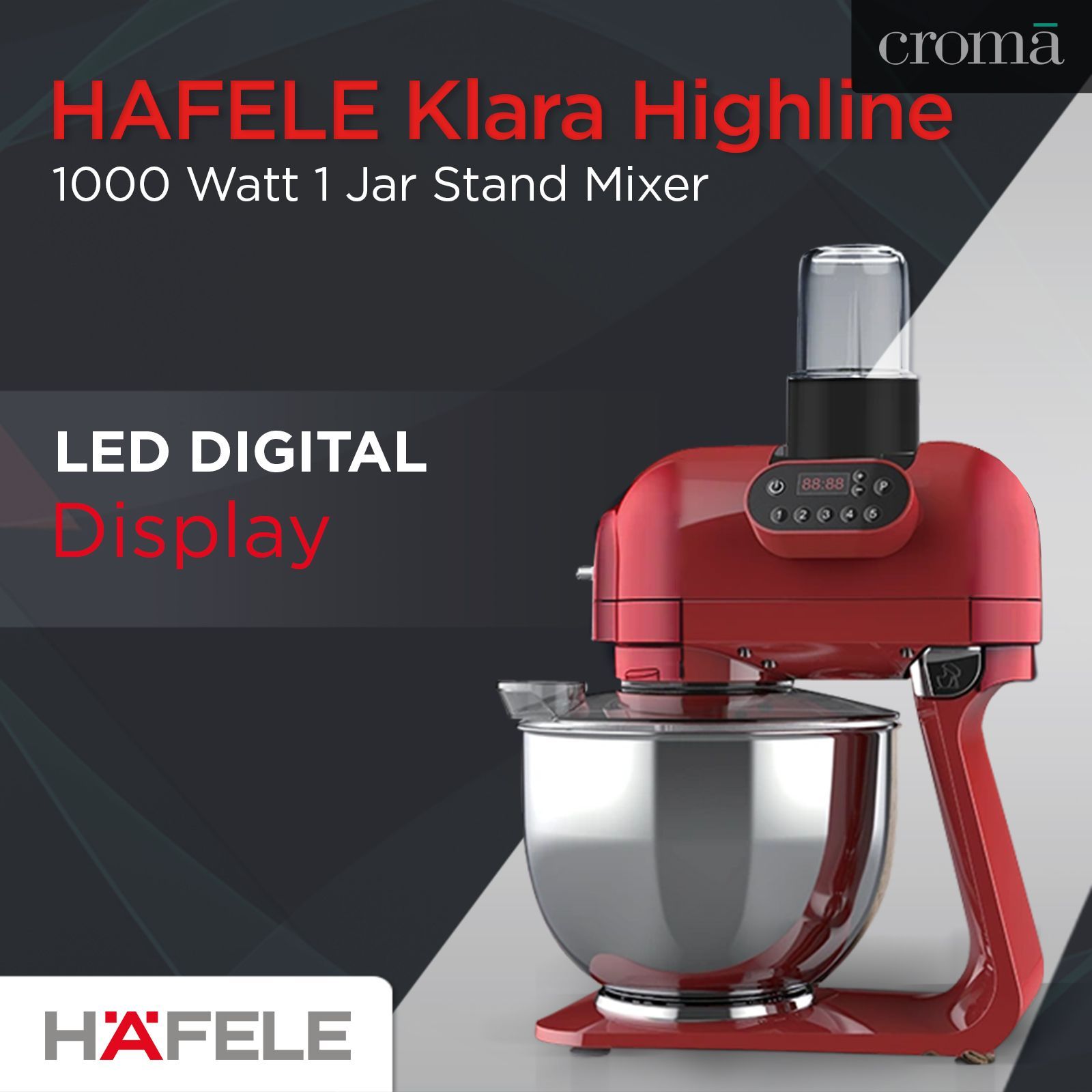HAFELE Klara Highline 1000 Watt 1 Jar Stand Mixer (Beater Function, 535.43.275, Murphy Red) HAFELE Klara Highline 1000 Watt 1 Jar Stand Mixer (Beater Function, 535.43.275, Murphy Red)_6