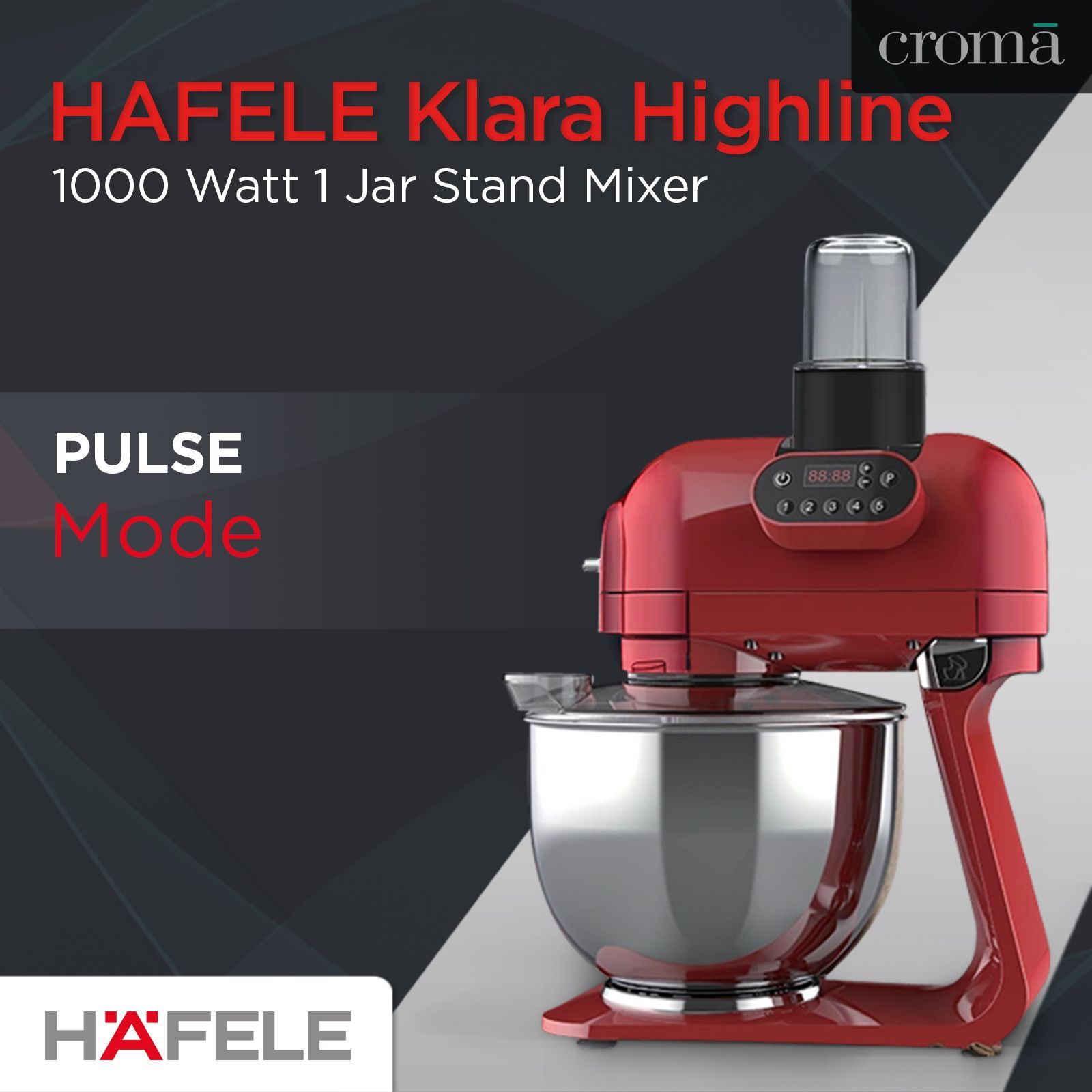 HAFELE Klara Highline 1000 Watt 1 Jar Stand Mixer (Beater Function, 535.43.275, Murphy Red) HAFELE Klara Highline 1000 Watt 1 Jar Stand Mixer (Beater Function, 535.43.275, Murphy Red)_14