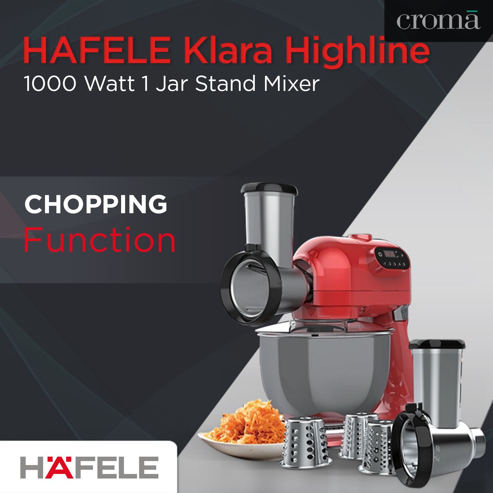 HAFELE Klara Highline 1000 Watt 1 Jar Stand Mixer (Beater Function, 535.43.275, Murphy Red) HAFELE Klara Highline 1000 Watt 1 Jar Stand Mixer (Beater Function, 535.43.275, Murphy Red)_16