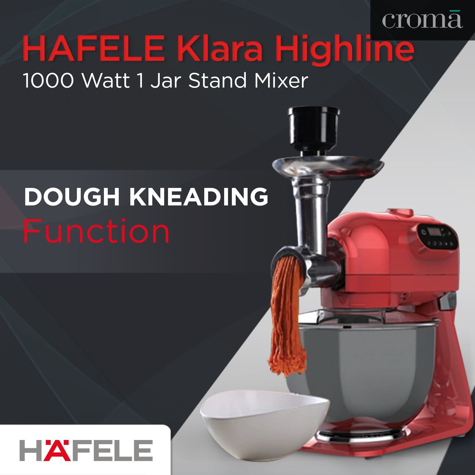 HAFELE Klara Highline 1000 Watt 1 Jar Stand Mixer (Beater Function, 535.43.275, Murphy Red) HAFELE Klara Highline 1000 Watt 1 Jar Stand Mixer (Beater Function, 535.43.275, Murphy Red)_5