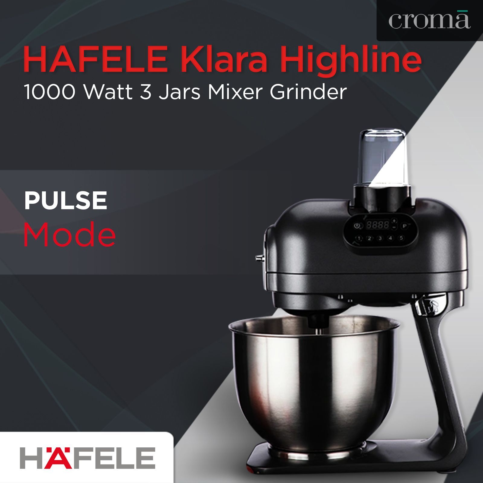 HAFELE Klara Highline 1000 Watt 1 Jar Stand Mixer (Beater Function, 535.43.274, Gothic Grey)_12