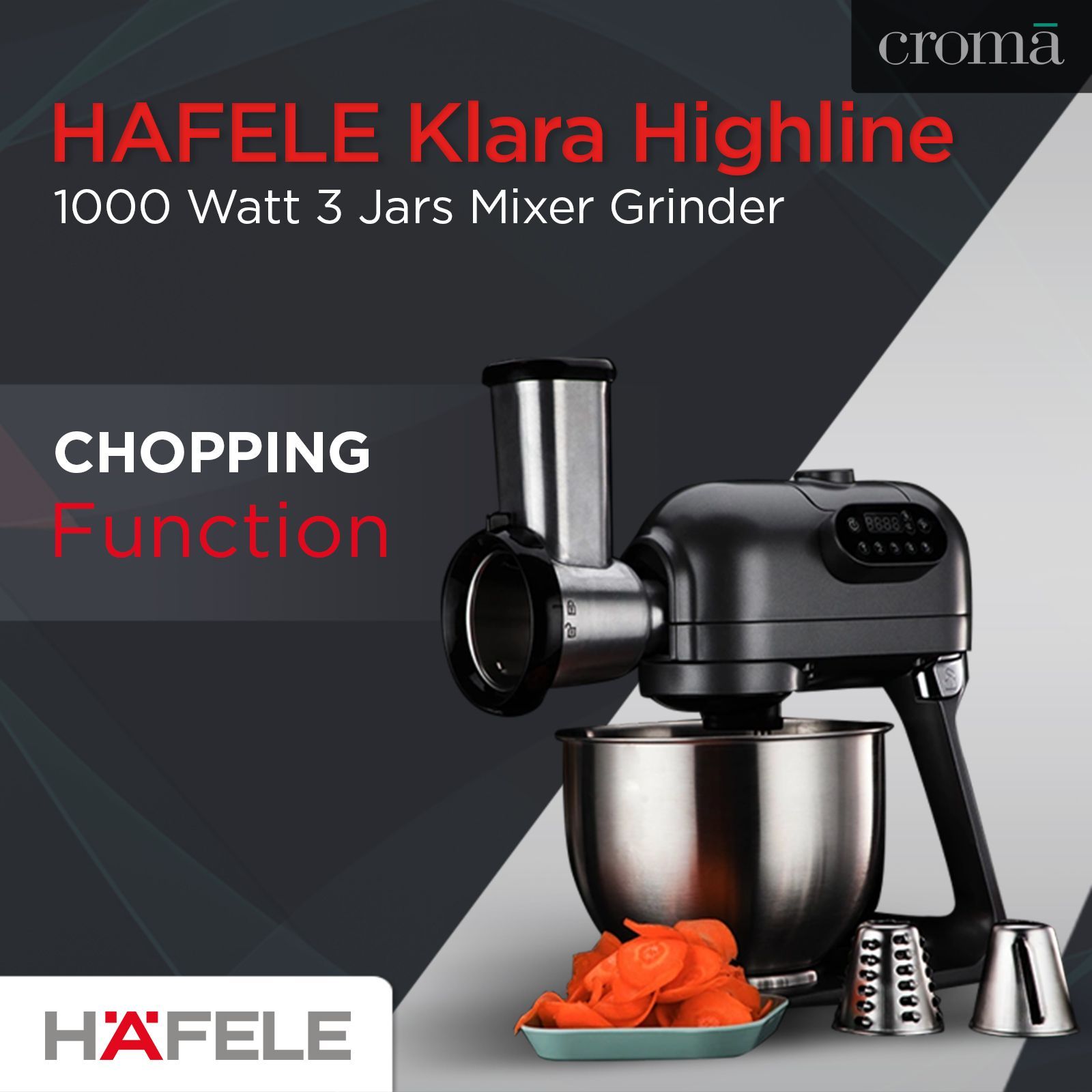 HAFELE Klara Highline 1000 Watt 1 Jar Stand Mixer (Beater Function, 535.43.274, Gothic Grey)_14