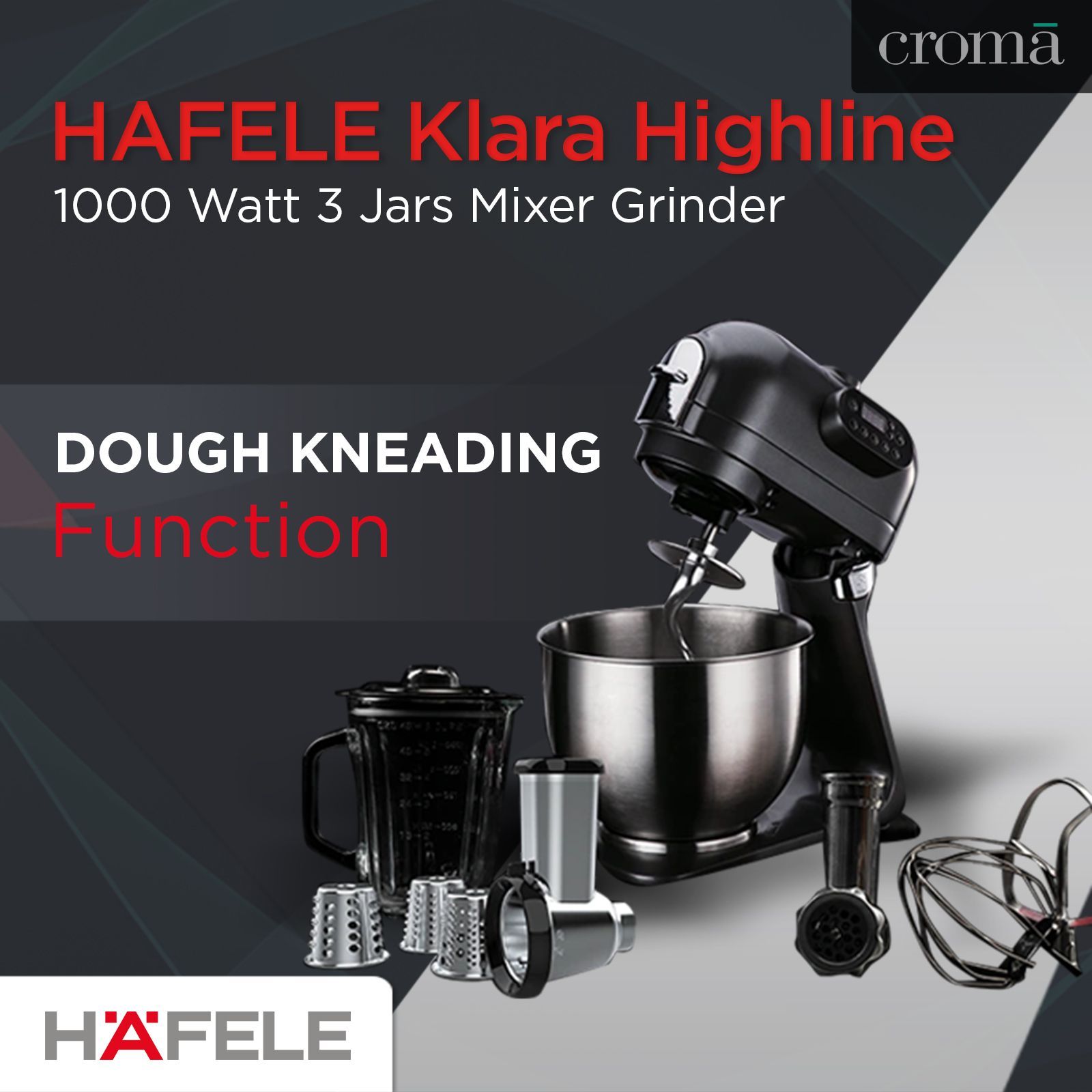 HAFELE Klara Highline 1000 Watt 1 Jar Stand Mixer (Beater Function, 535.43.274, Gothic Grey)_15