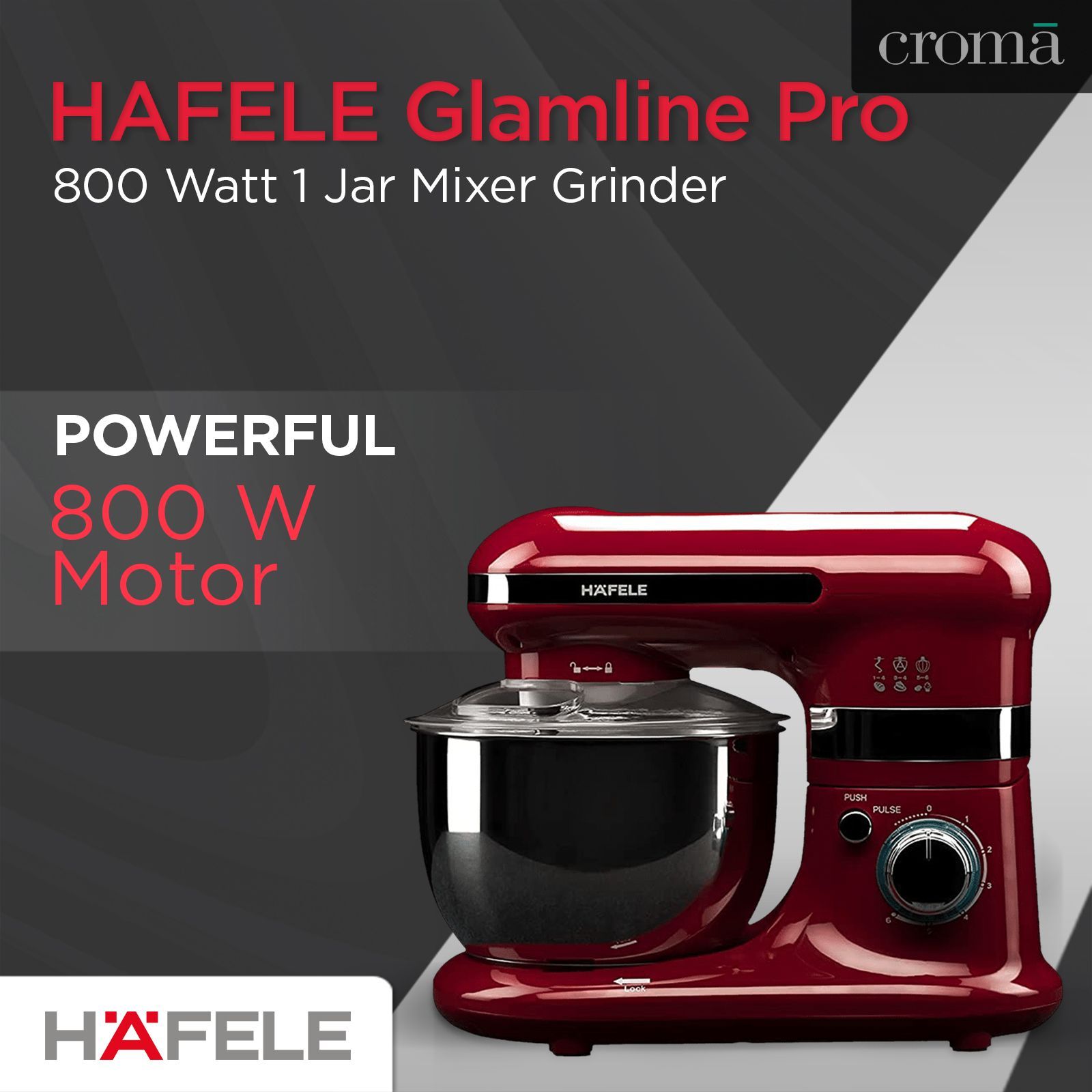 HAFELE Glamline Pro 800 Watt 1 Jar Mixer Grinder (High Speed Gear Transmission, Red)_15
