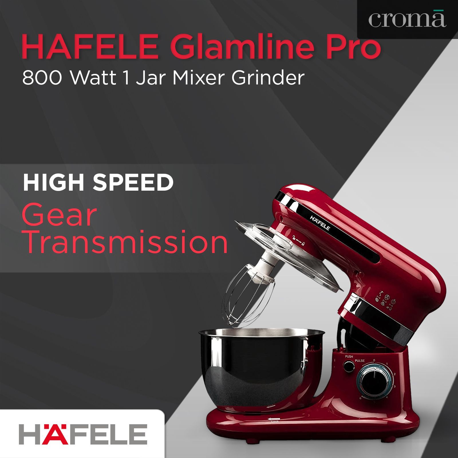 HAFELE Glamline Pro 800 Watt 1 Jar Mixer Grinder (High Speed Gear Transmission, Red)_17