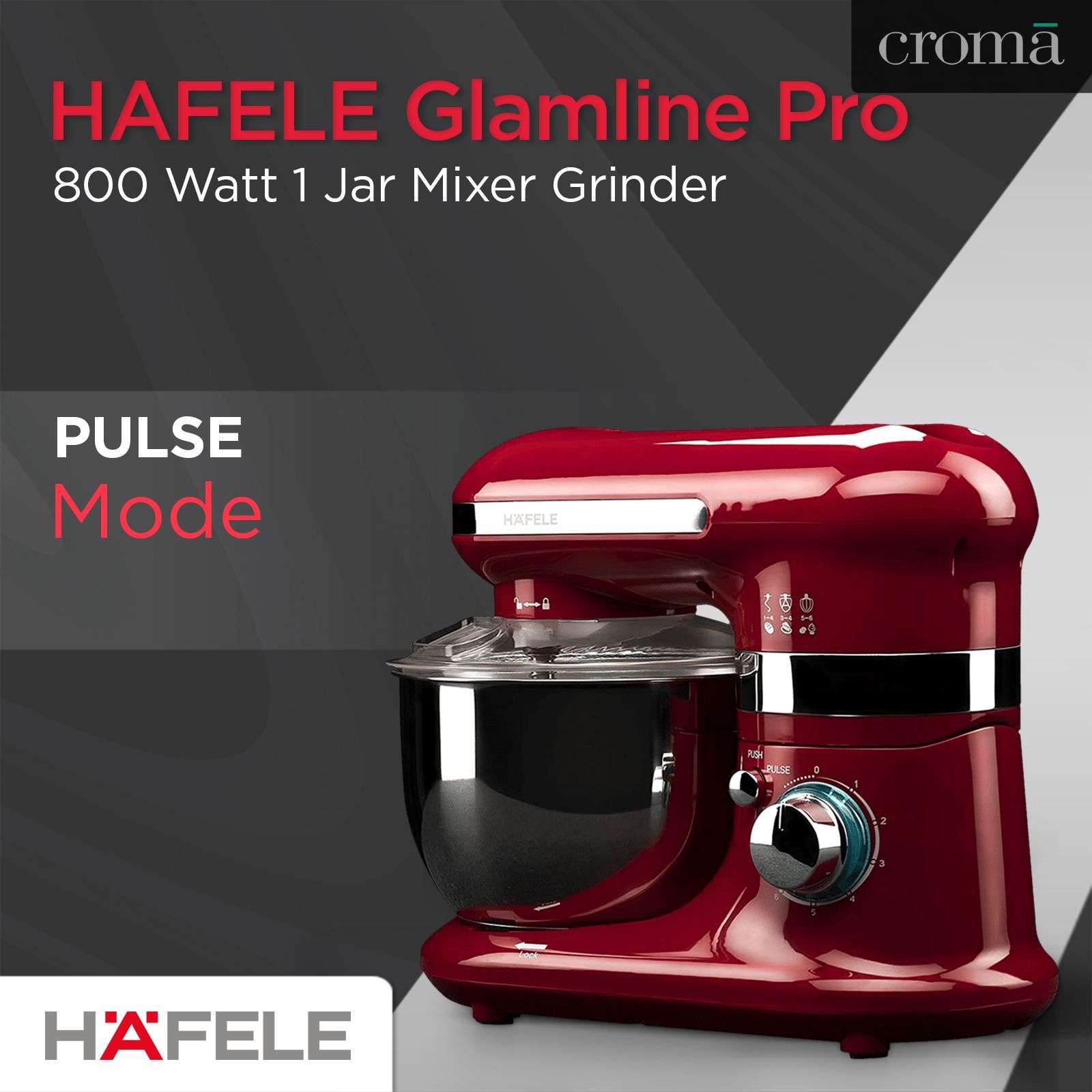 HAFELE Glamline Pro 800 Watt 1 Jar Mixer Grinder (High Speed Gear Transmission, Red)_18