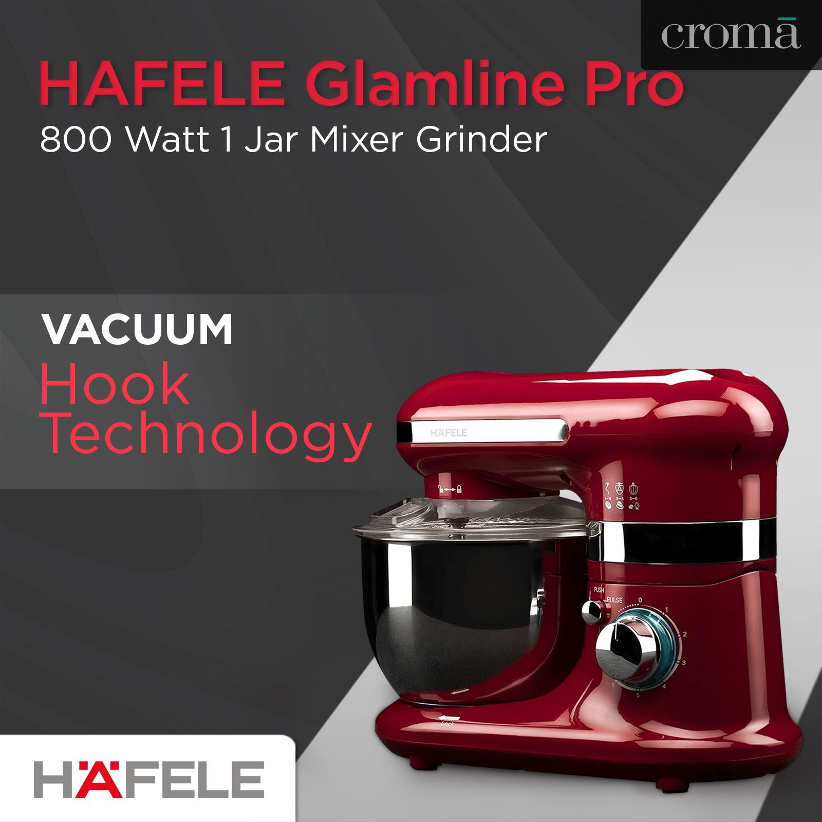 HAFELE Glamline Pro 800 Watt 1 Jar Mixer Grinder (High Speed Gear Transmission, Red)_19