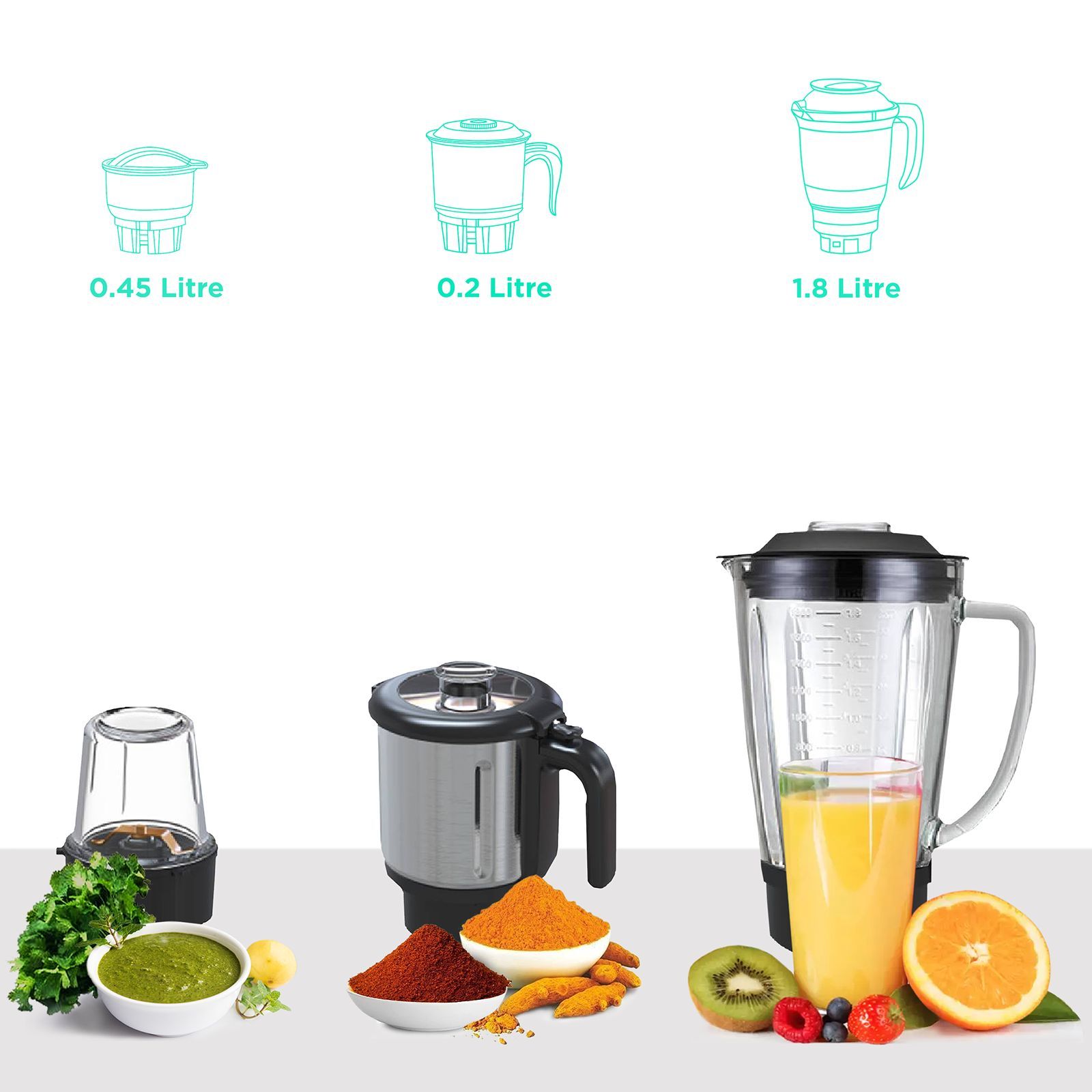 HAFELE Thea 1200 Watt 3 Jars Mixer Grinder (28000 RPM, One Touch Tactile Button, Silver)_4