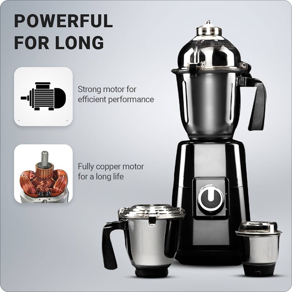 HAFELE Eleganz 800 Watt 3 Jars Mixer Grinder (20000 RPM, 3 Speed Control with Pulse Function, Black)_14