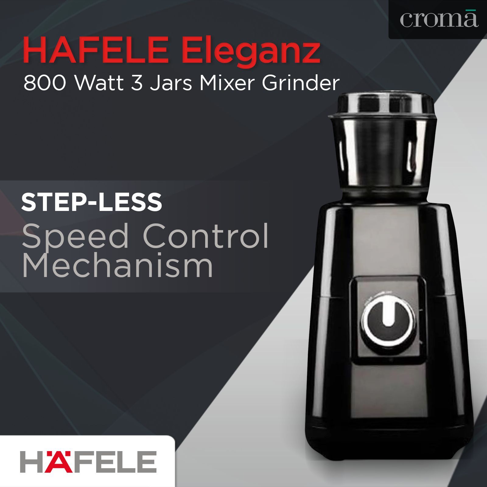 HAFELE Eleganz 800 Watt 3 Jars Mixer Grinder (20000 RPM, 3 Speed Control with Pulse Function, Black)_16