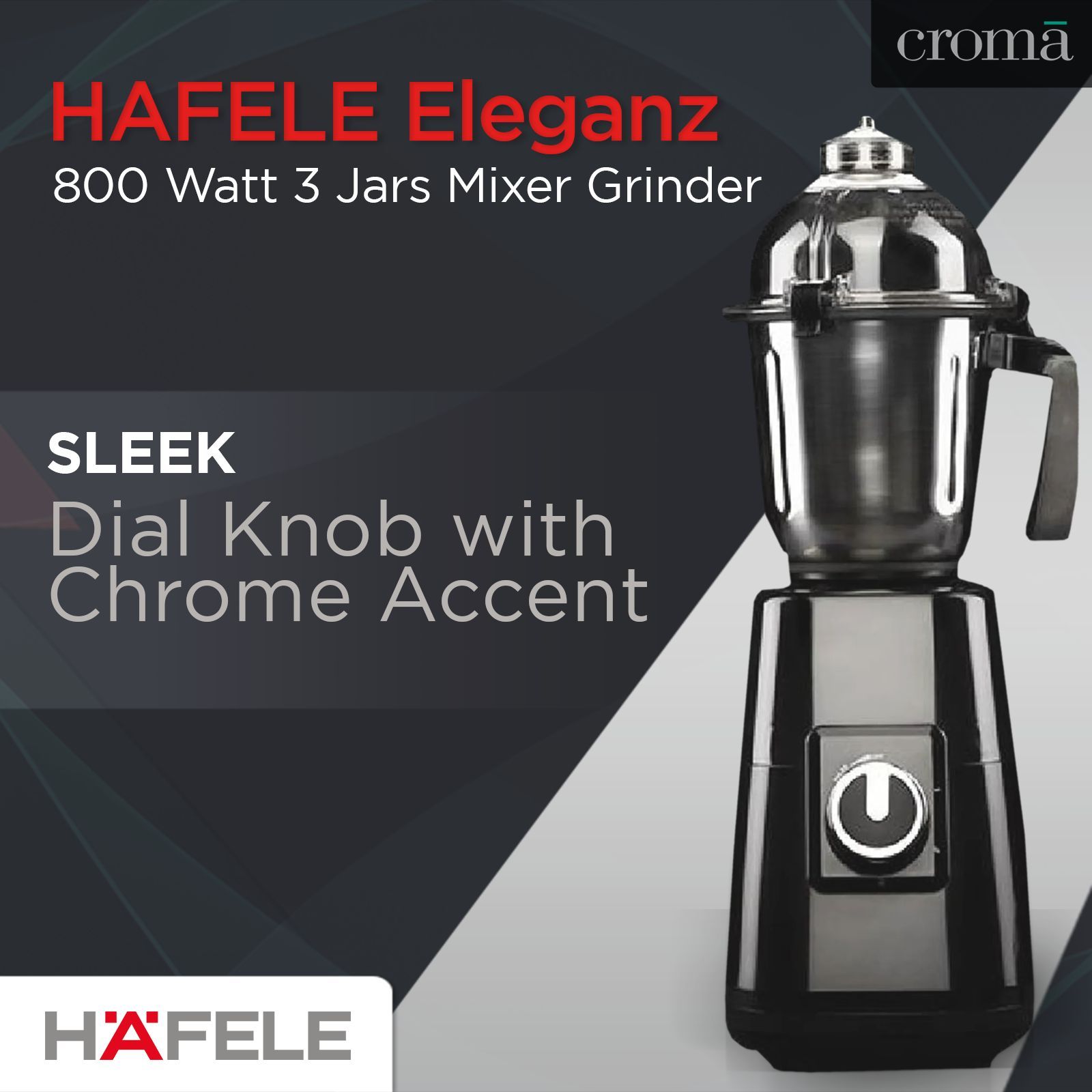 HAFELE Eleganz 800 Watt 3 Jars Mixer Grinder (20000 RPM, 3 Speed Control with Pulse Function, Black)_19