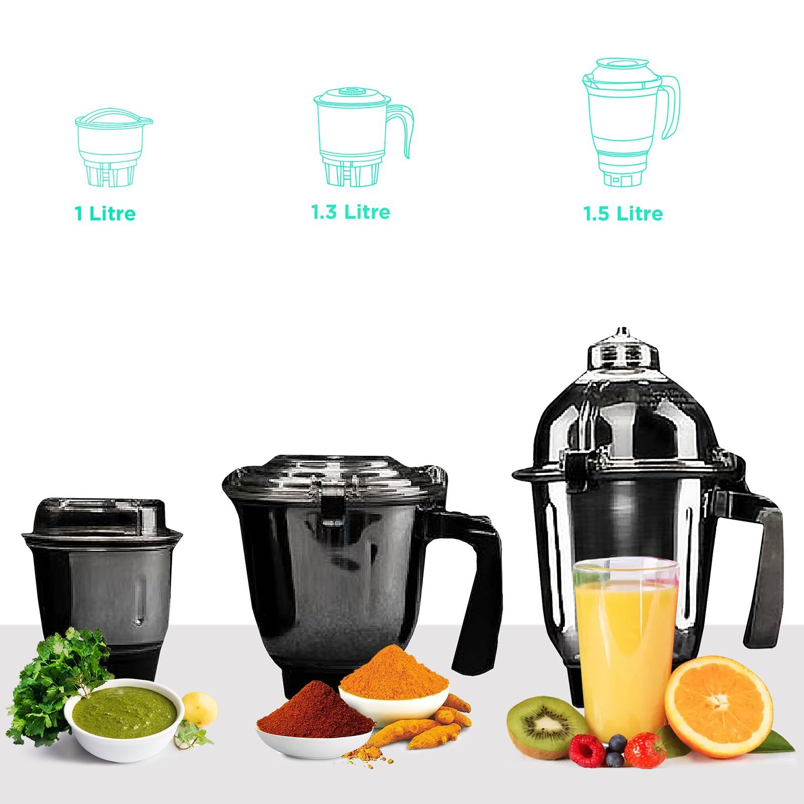 HAFELE Eleganz 800 Watt 3 Jars Mixer Grinder (20000 RPM, 3 Speed Control with Pulse Function, Black)_4