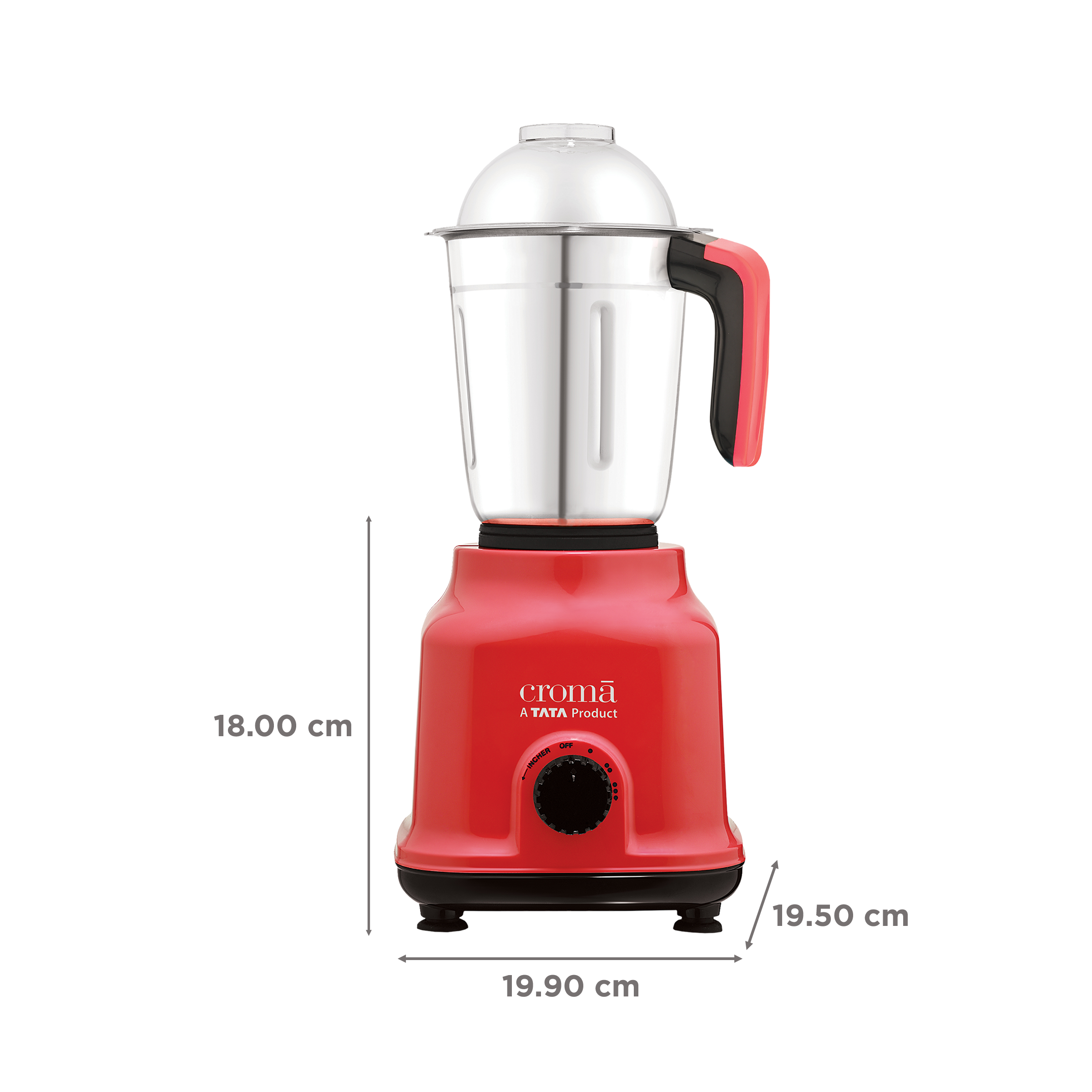 Croma 500 Watt 3 Jars Mixer Grinder (19000 RPM, Shock Proof Body, Red)_3