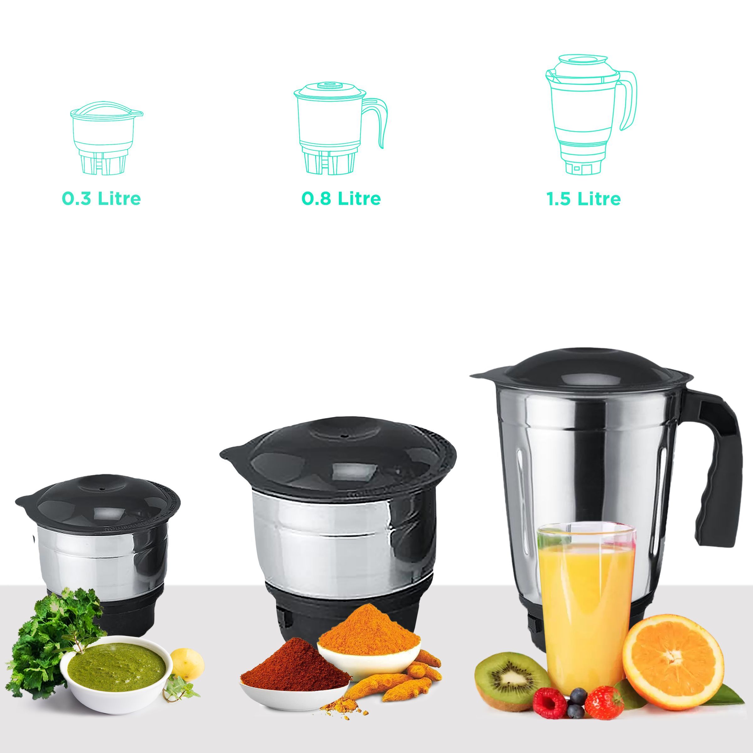 Lifelong Infinia 500 Watt 3 Jars Mixer Grinder (Overload Protection, Grey) Lifelong Infinia 500 Watt 3 Jars Mixer Grinder (Overload Protection, Grey)_4