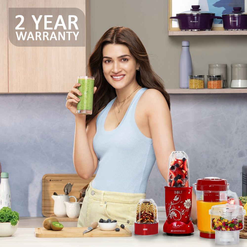 WONDERCHEF Nutri-Blend BOLT 600 Watt 4 Jars Mixer Grinder Blender (22000 RPM, Specialised Functions, Red)_11