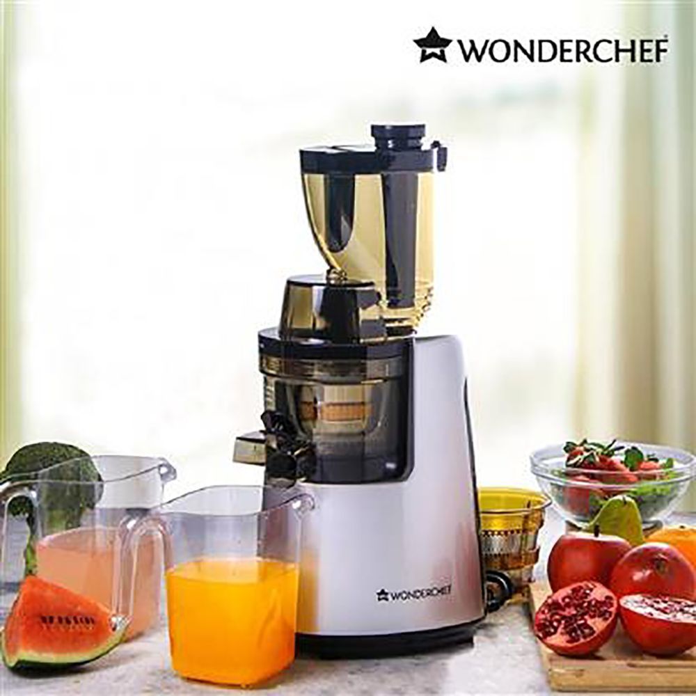 WONDERCHEF V6 200 Watt 2 Jars Cold Press Slow Juicer (43 RPM, Cold Press Technology, Black/Silver)_18