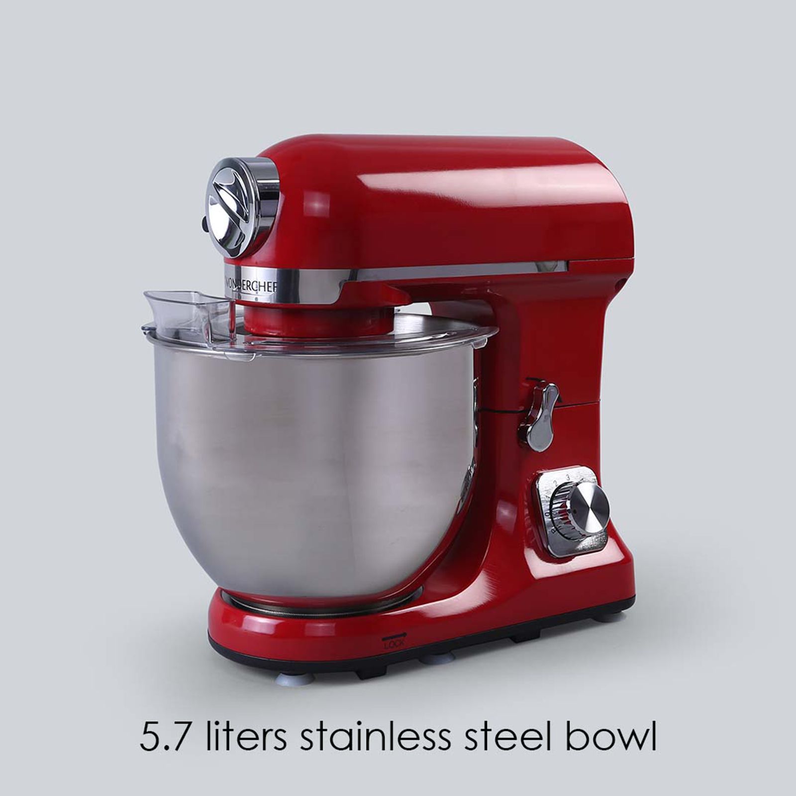 WONDERCHEF Crimson Edge Die-cast Metal 1000 Watts Stand Mixer (3 Attachments, 63153697, Red)_8