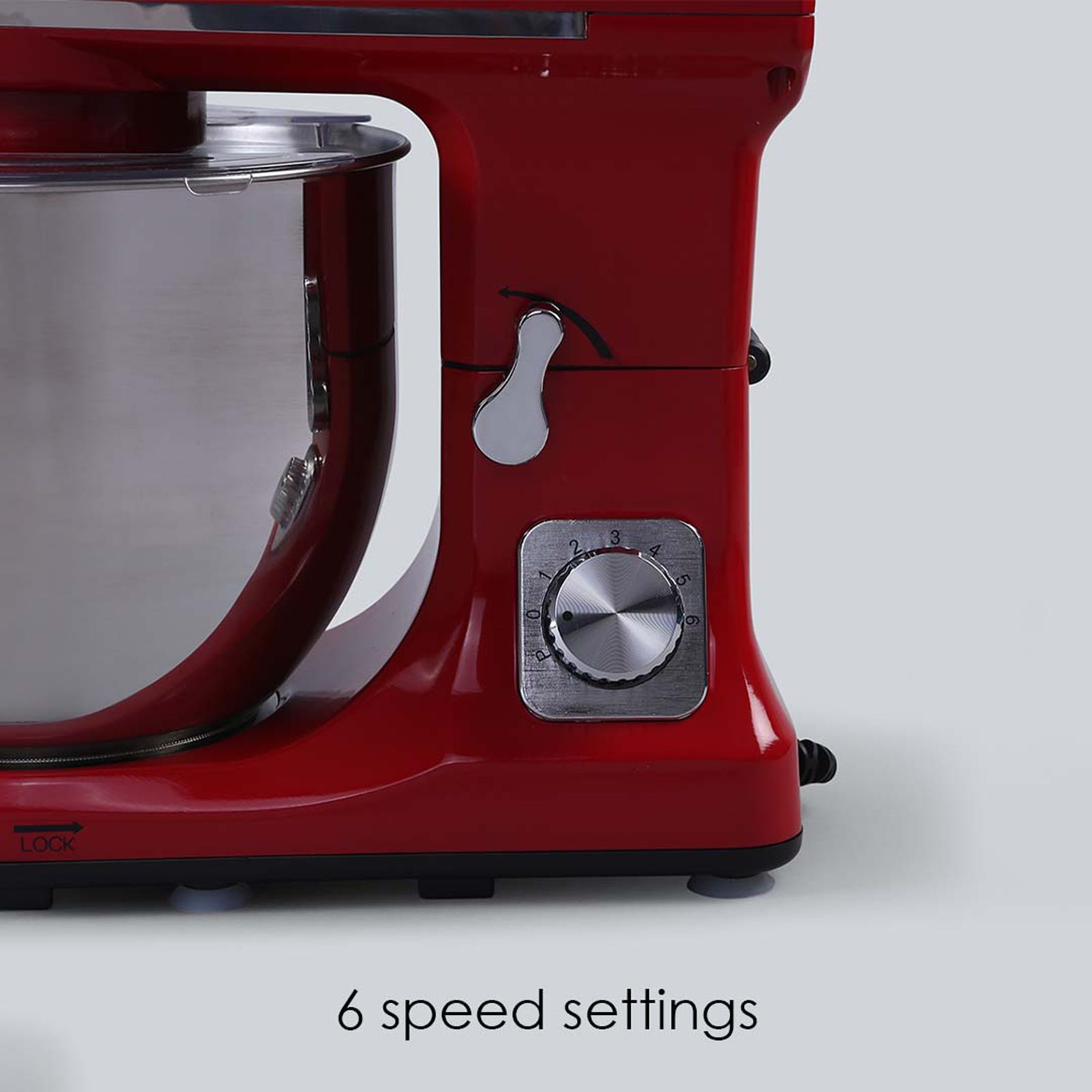 WONDERCHEF Crimson Edge Die-cast Metal 1000 Watts Stand Mixer (3 Attachments, 63153697, Red)_10