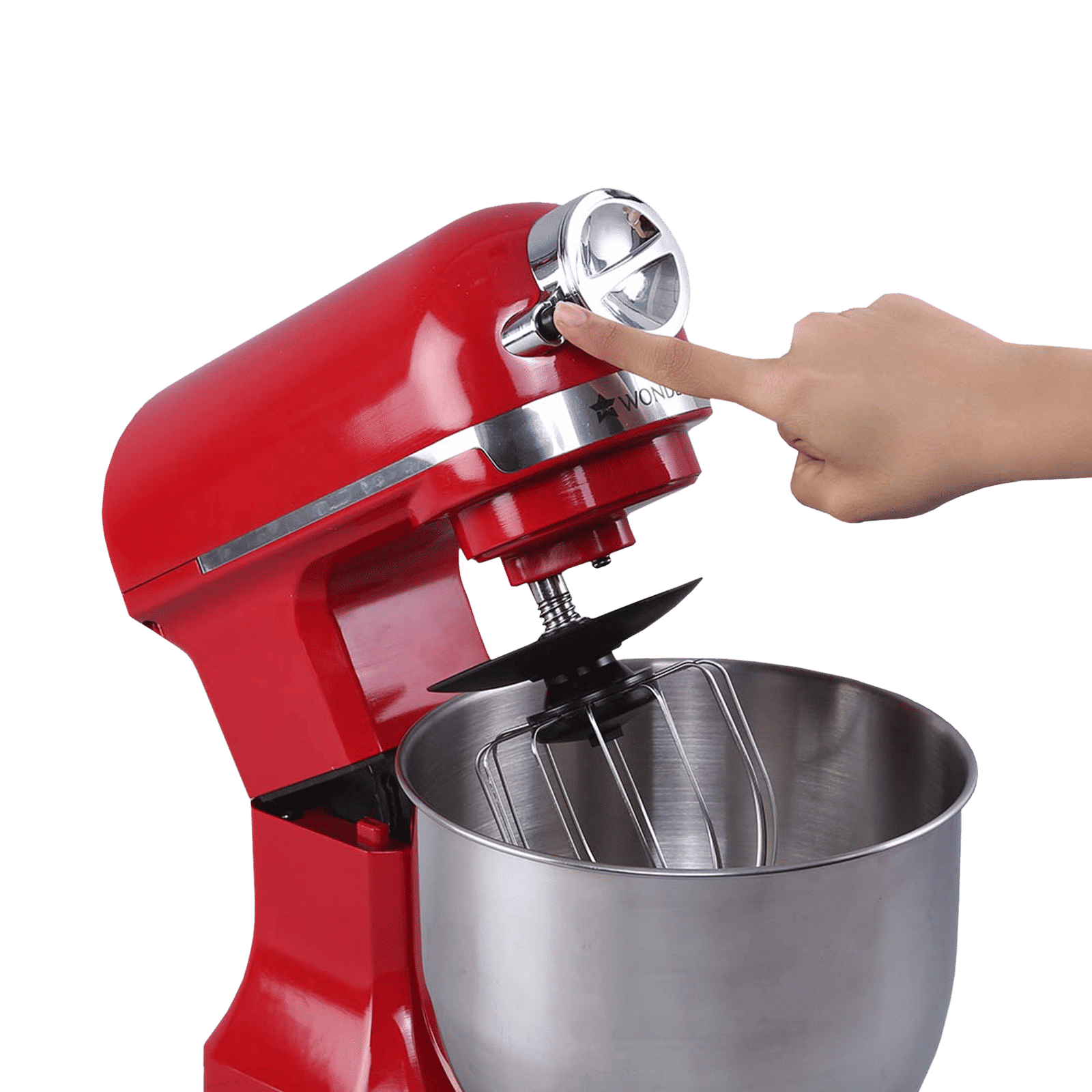 WONDERCHEF Crimson Edge Die-cast Metal 1000 Watts Stand Mixer (3 Attachments, 63153697, Red)_16