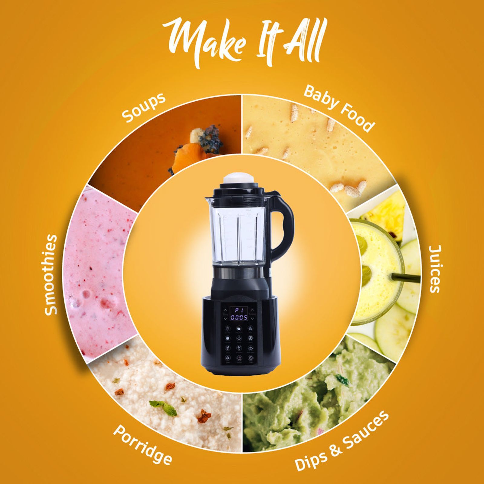 WONDERCHEF Nutri Cook 1250 Watt 1 Jar Heater Blender (24000 RPM, 9 Pre-set Functions, Black) WONDERCHEF Nutri Cook 1250 Watt 1 Jar Heater Blender (24000 RPM, 9 Pre-set Functions, Black)_6